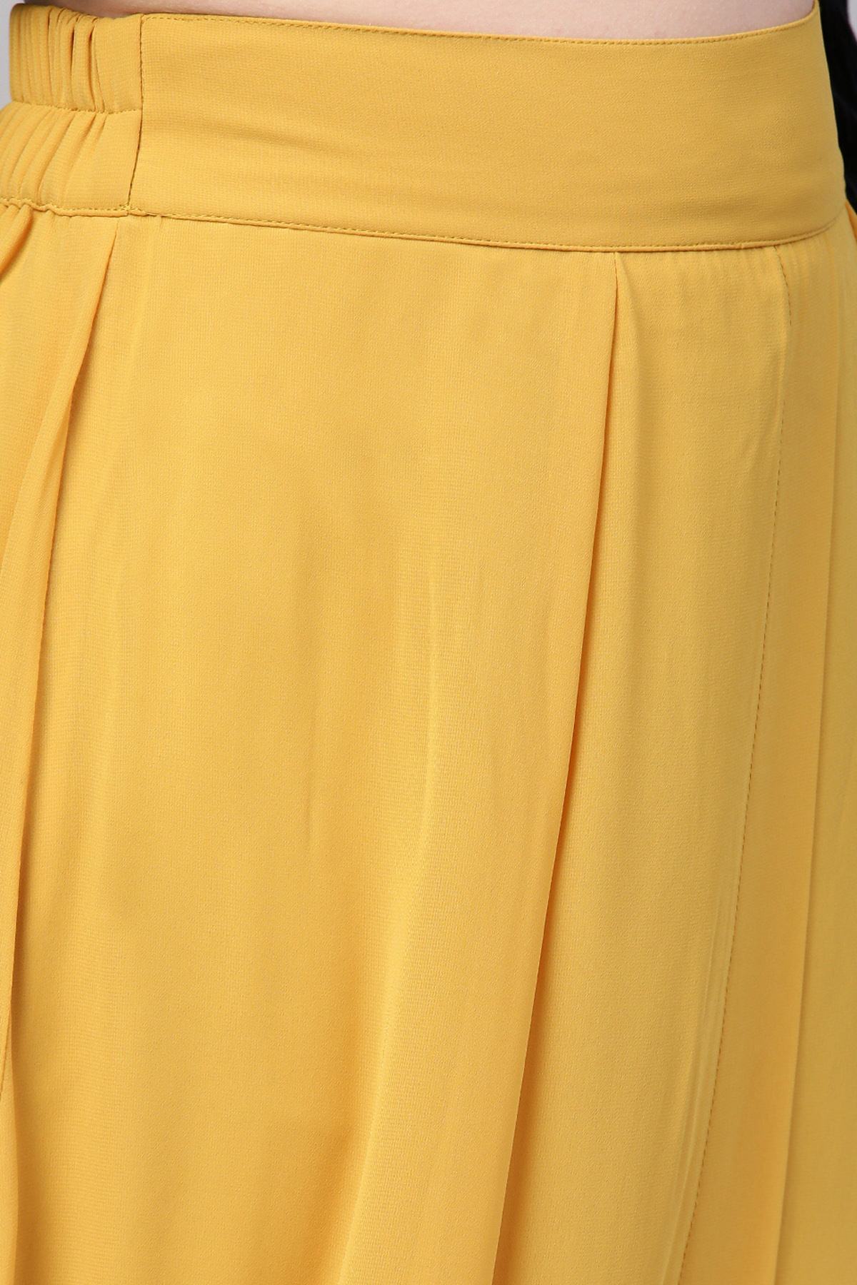 Women's Mustard A-Line Front Slit Skirt - SASSAFRAS