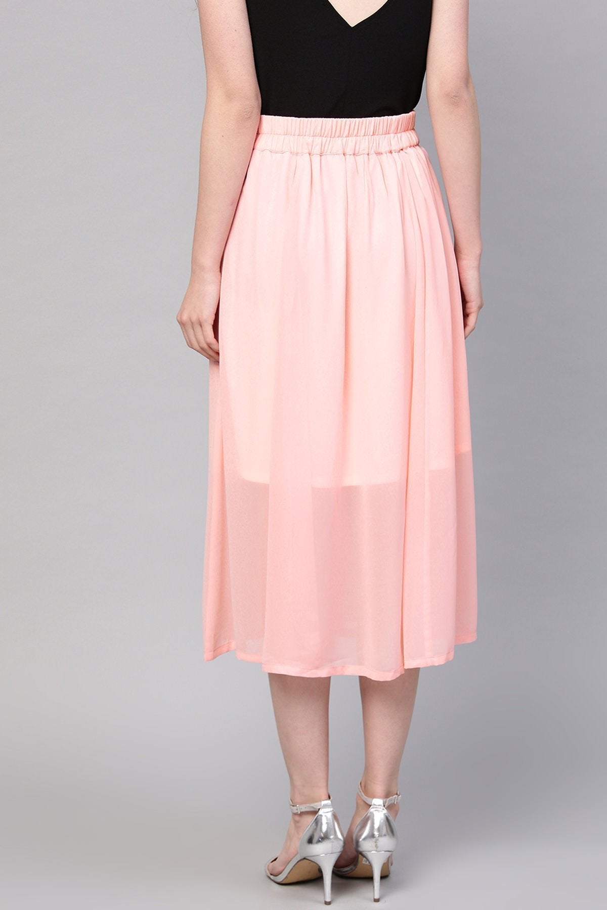 Women's Pink A-Line Front Slit Skirt - SASSAFRAS