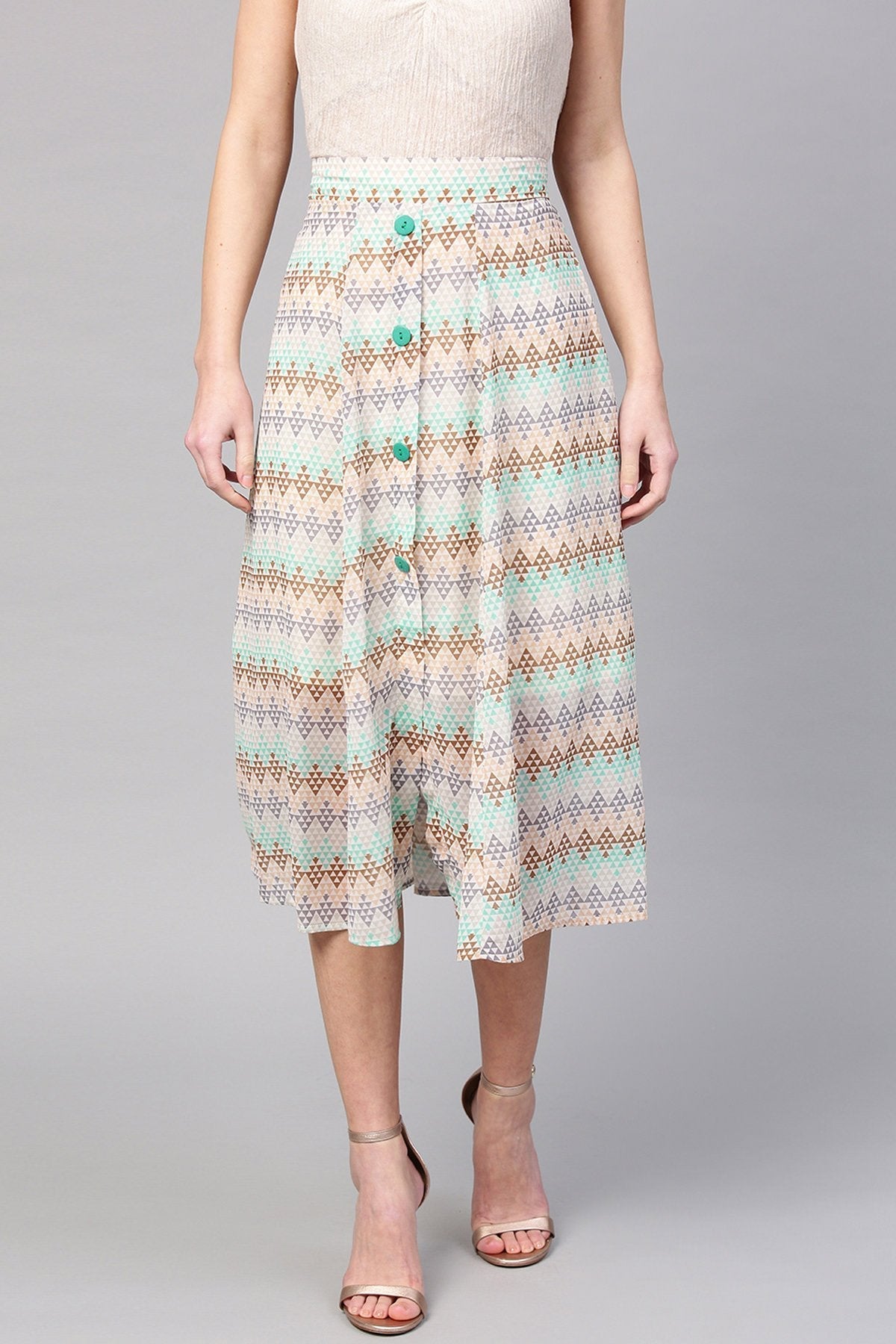 Women's Geometric Pattern A-Line Skirt - SASSAFRAS