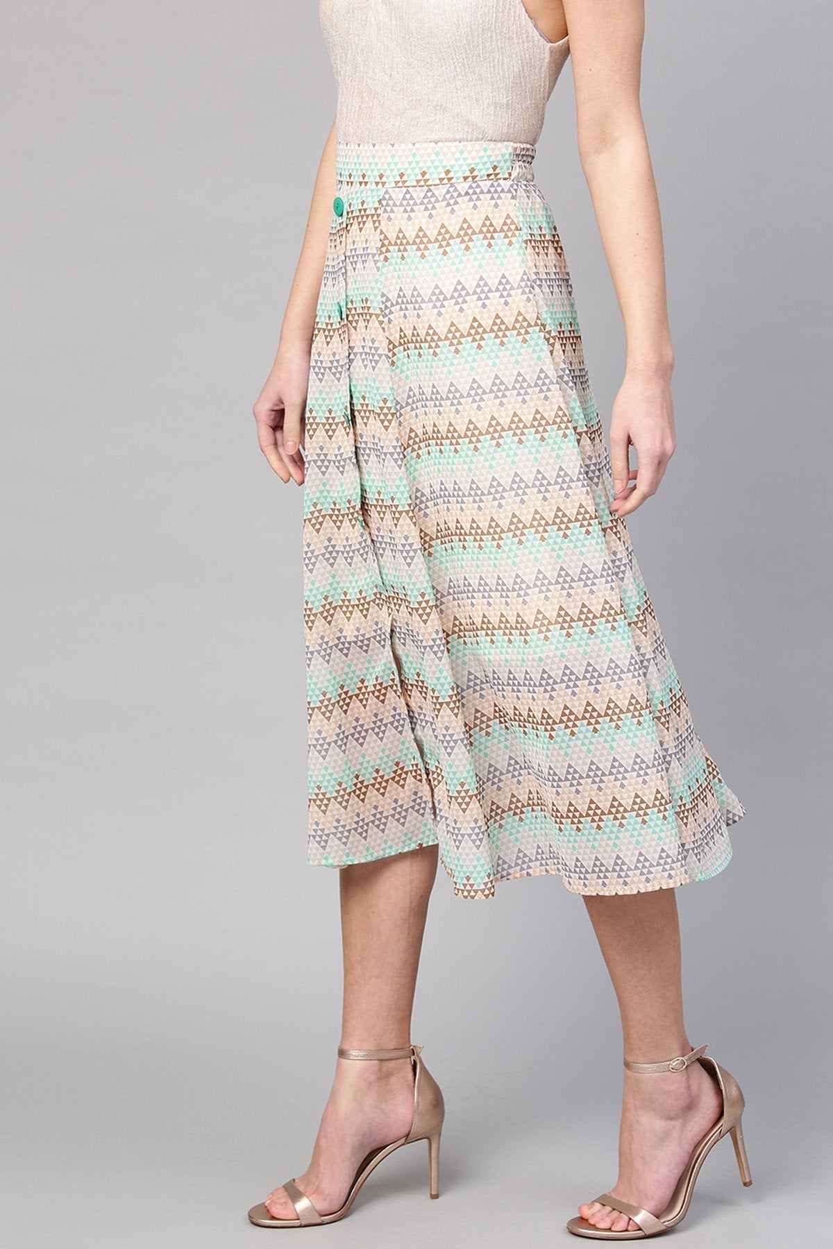 Women's Geometric Pattern A-Line Skirt - SASSAFRAS