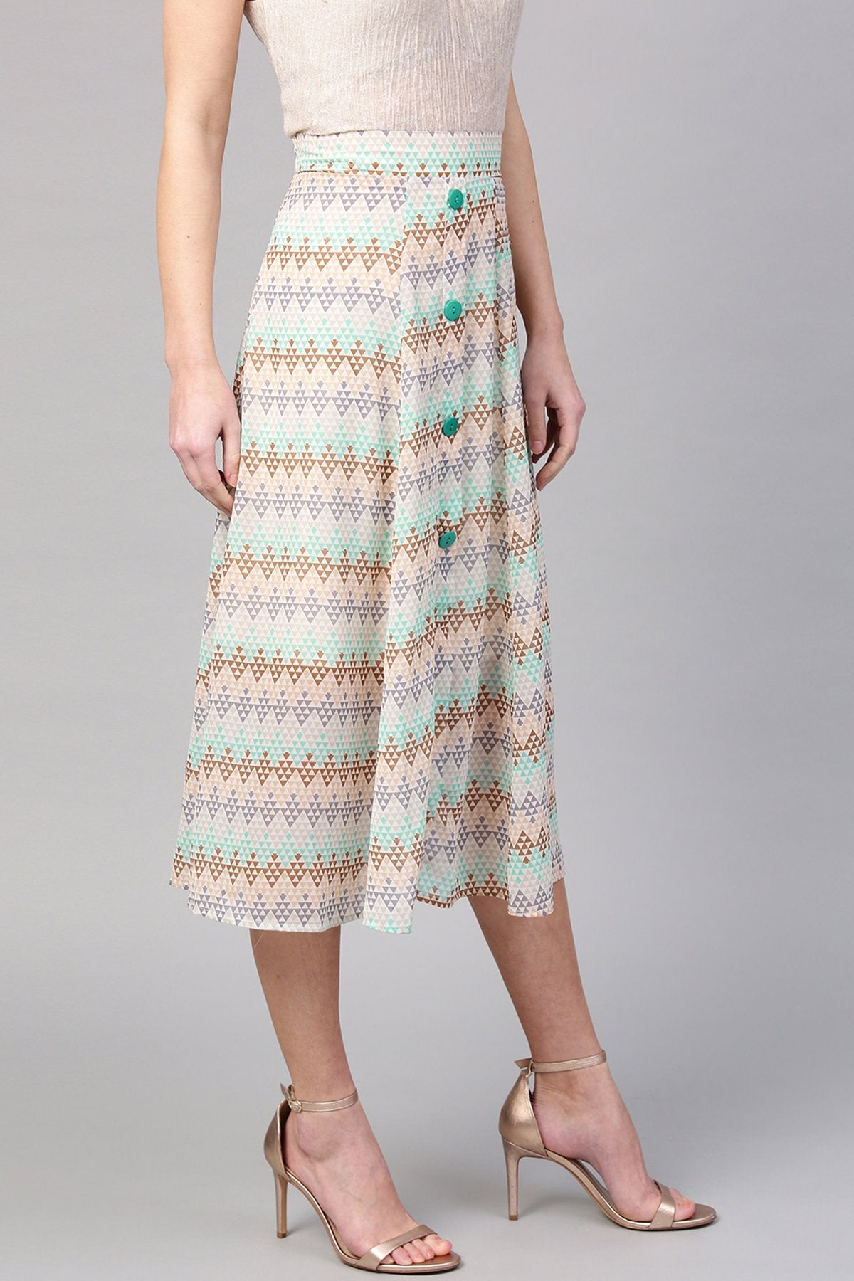 Women's Geometric Pattern A-Line Skirt - SASSAFRAS