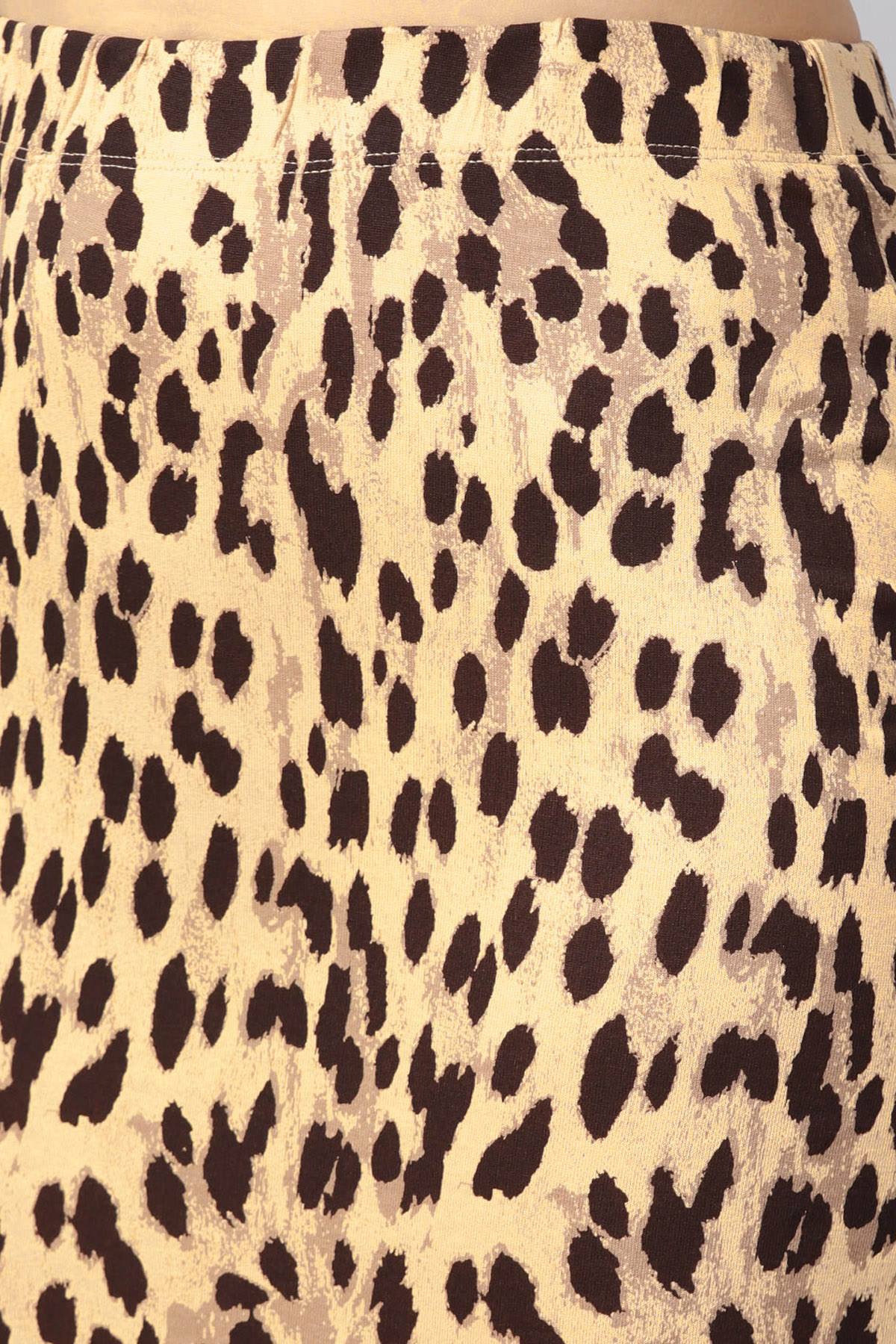 Women's Beige Cheetah Pencil Skirt - SASSAFRAS