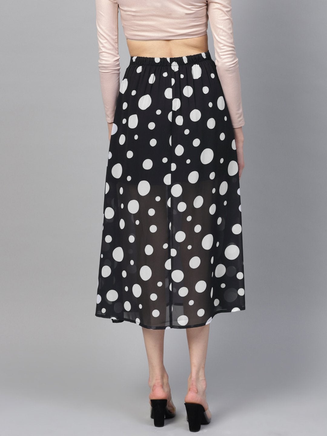 Women's Black Polka A-Line Maxi Skirt - SASSAFRAS