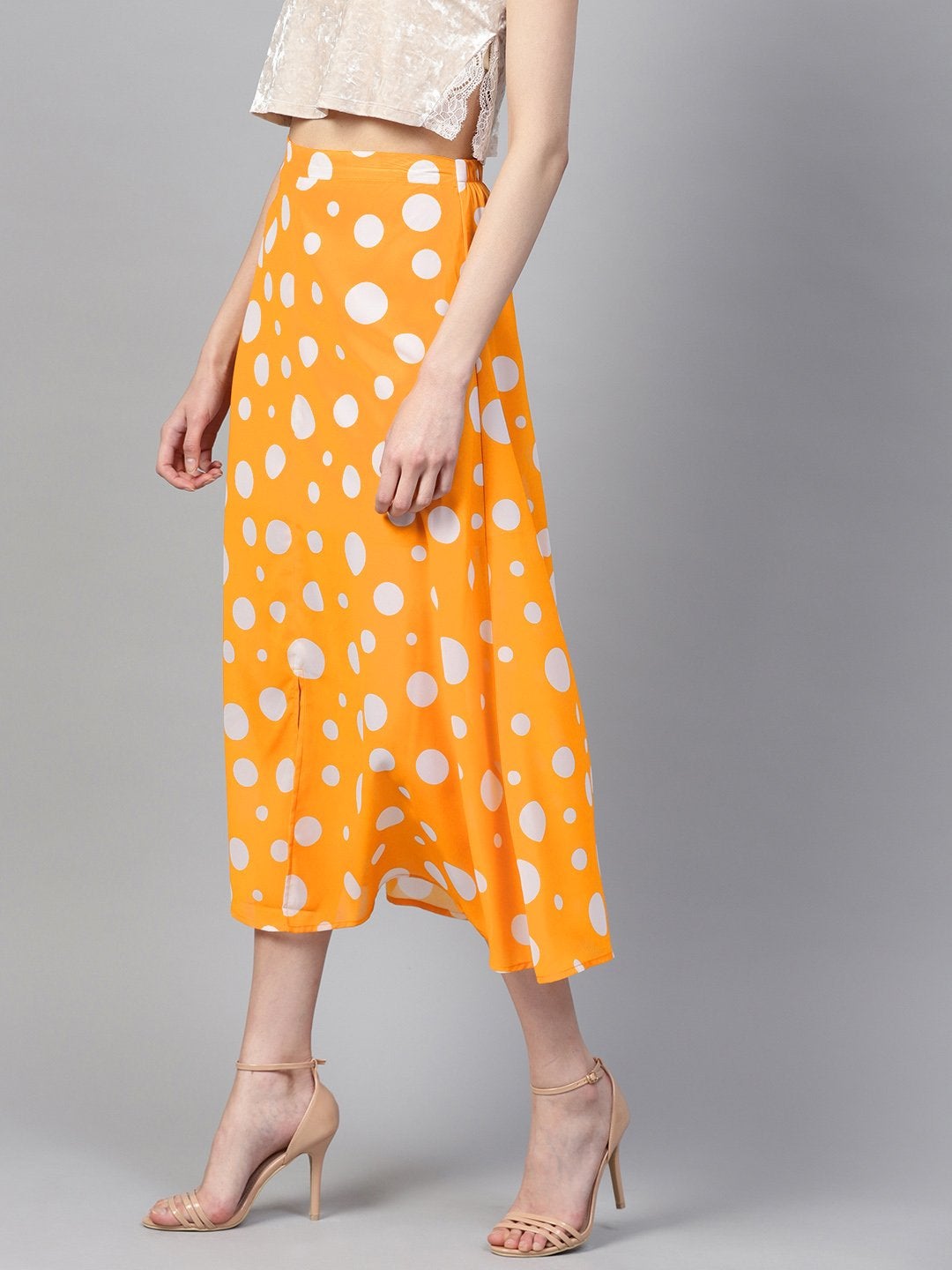 Women's Yellow Polka A-Line Maxi Skirt - SASSAFRAS