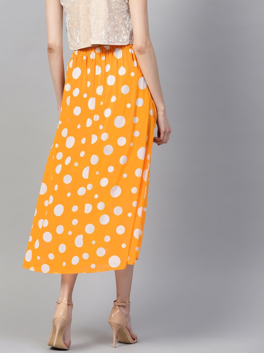 Women's Yellow Polka A-Line Maxi Skirt - SASSAFRAS