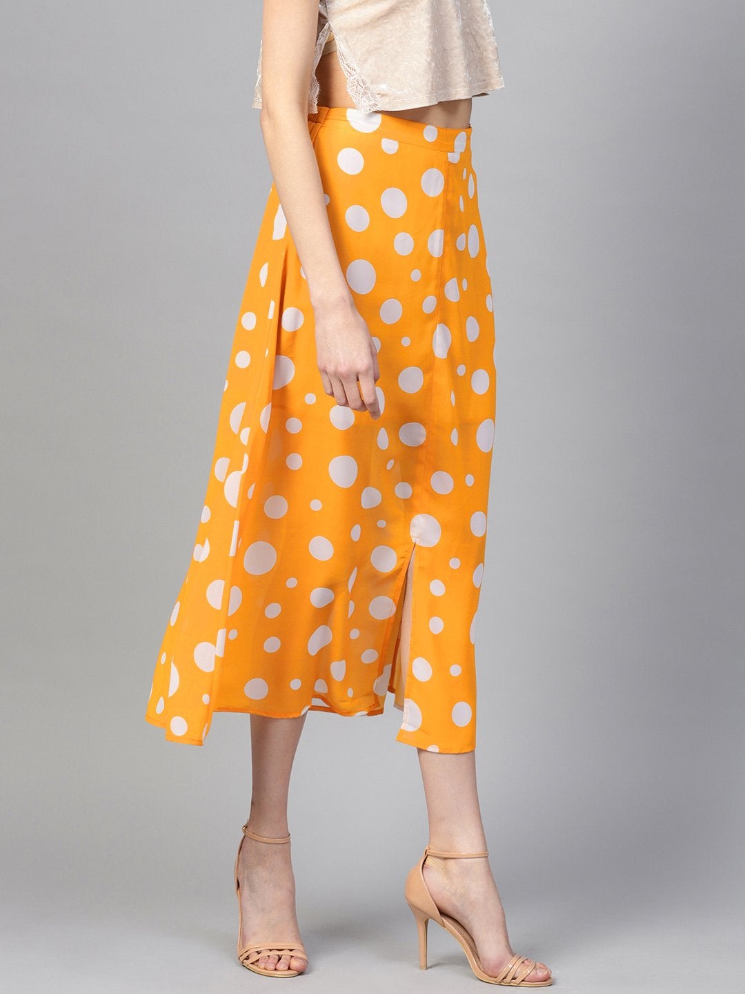 Women's Yellow Polka A-Line Maxi Skirt - SASSAFRAS