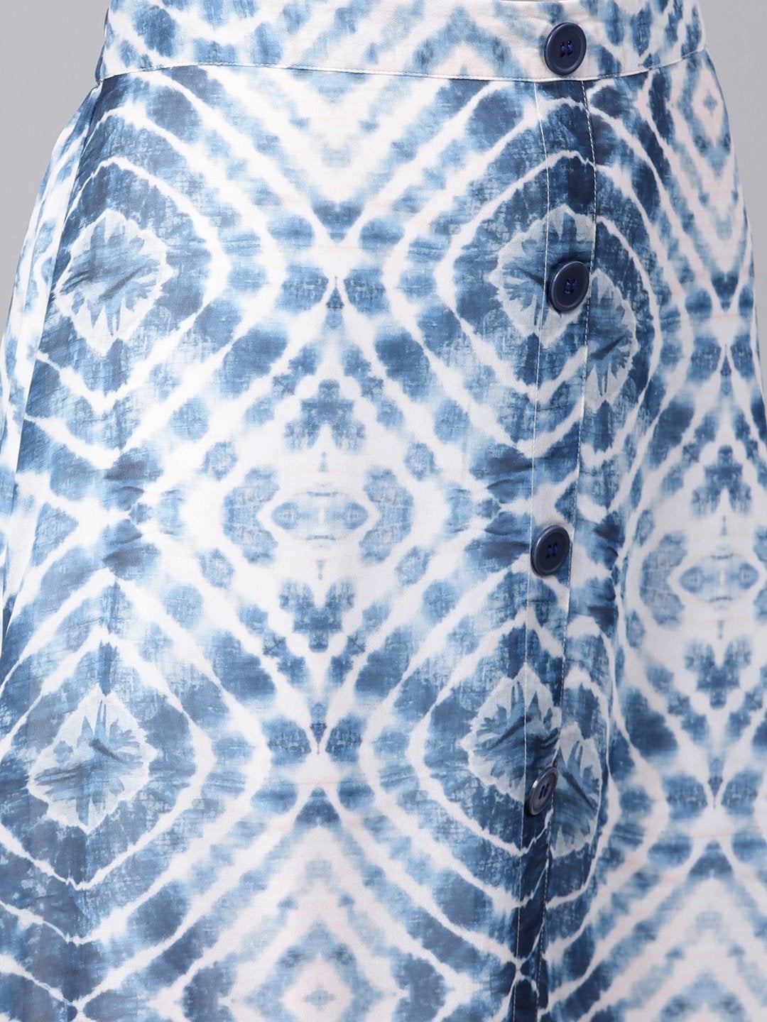 Women's Blue & White High Low Skirt - SASSAFRAS