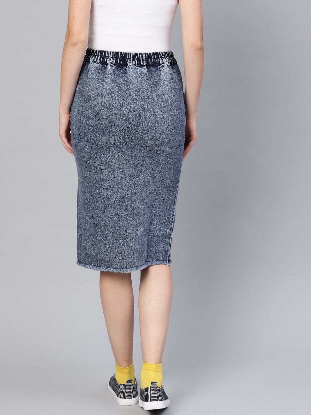 Women's Blue Denim Pencil Skirt - SASSAFRAS