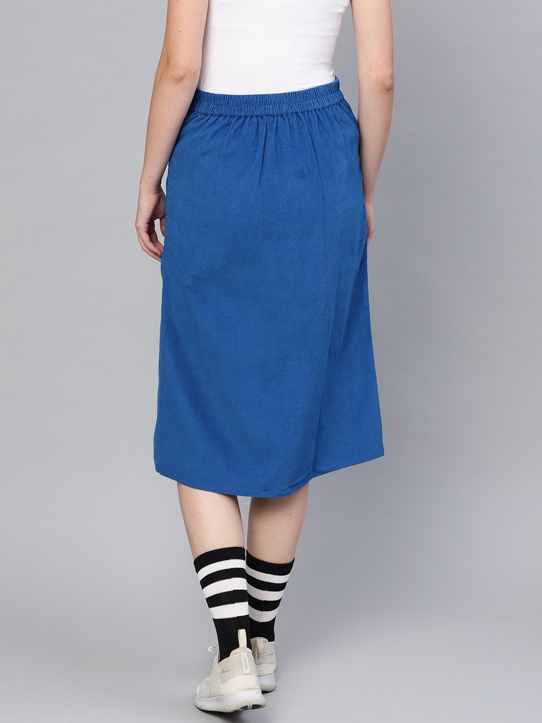 Women's Royal Blue Corduroy Skirt - SASSAFRAS