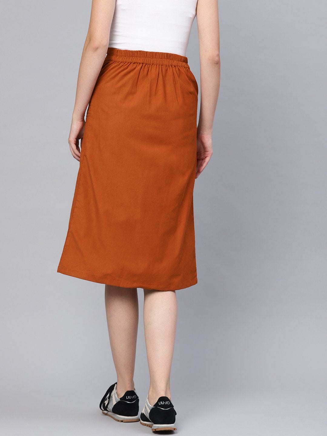 Women's Rust Corduroy Skirt - SASSAFRAS