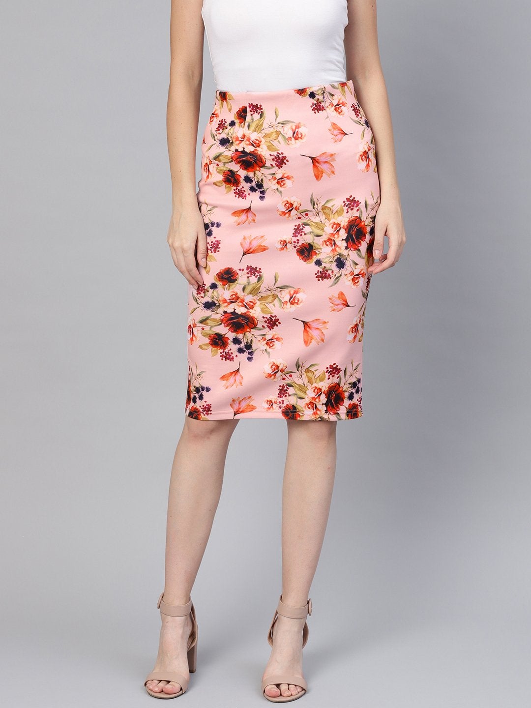 Women's Pink Floral Pencil Skirt - SASSAFRAS