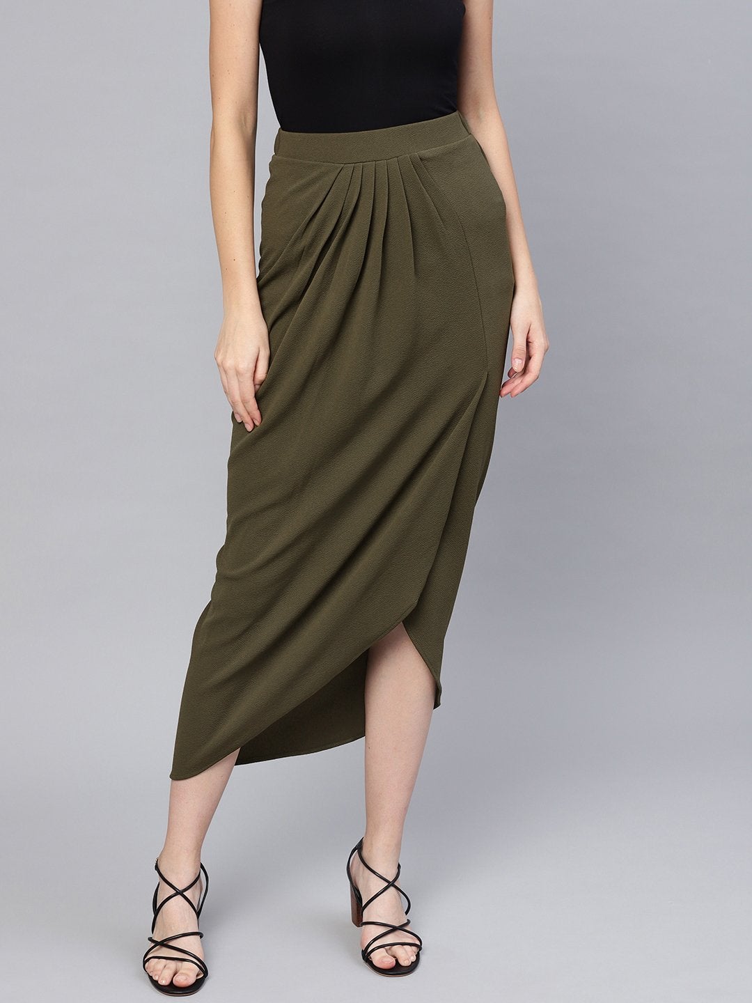 Women's Olive Tulip Skirt - SASSAFRAS