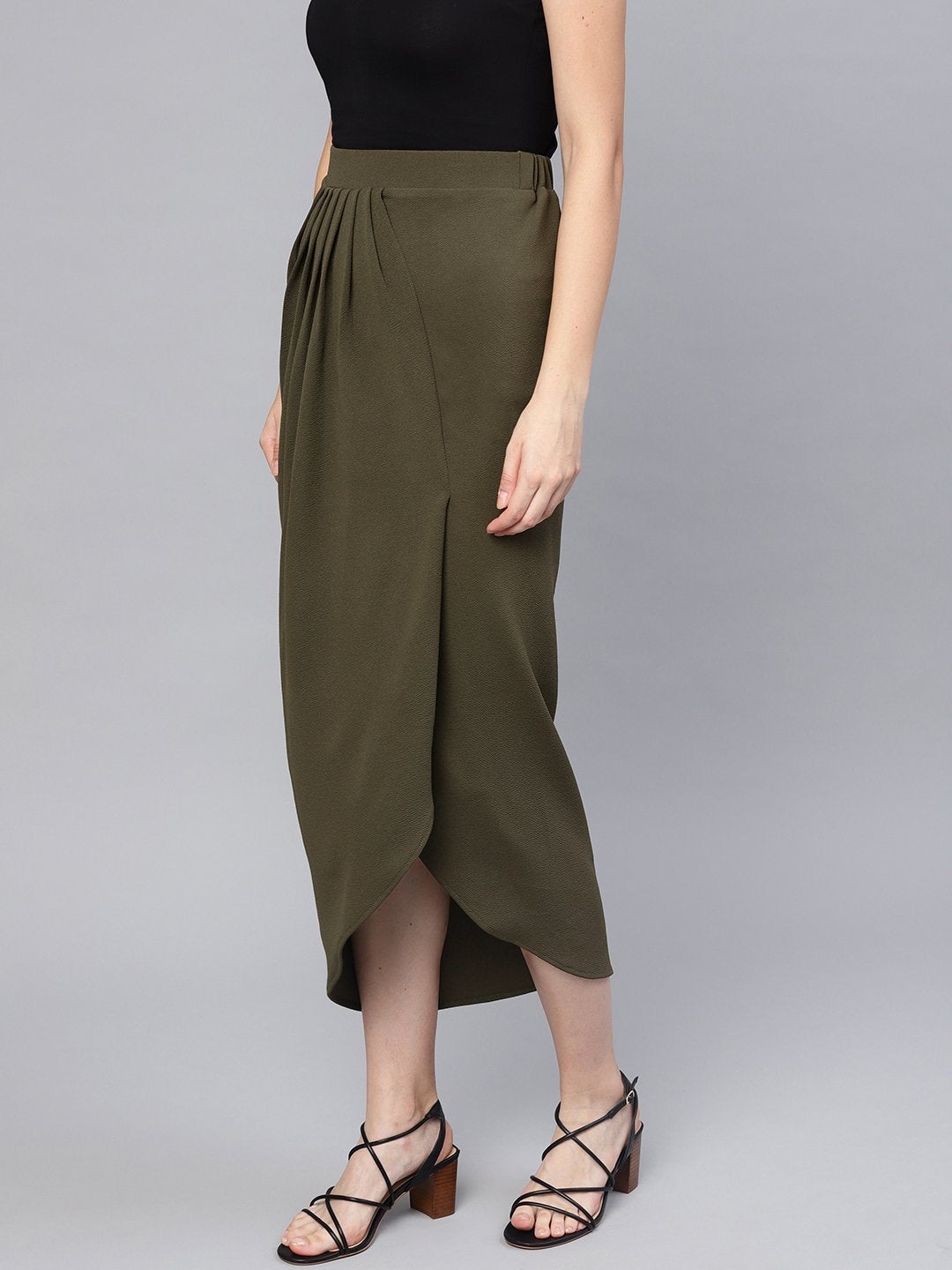 Women's Olive Tulip Skirt - SASSAFRAS