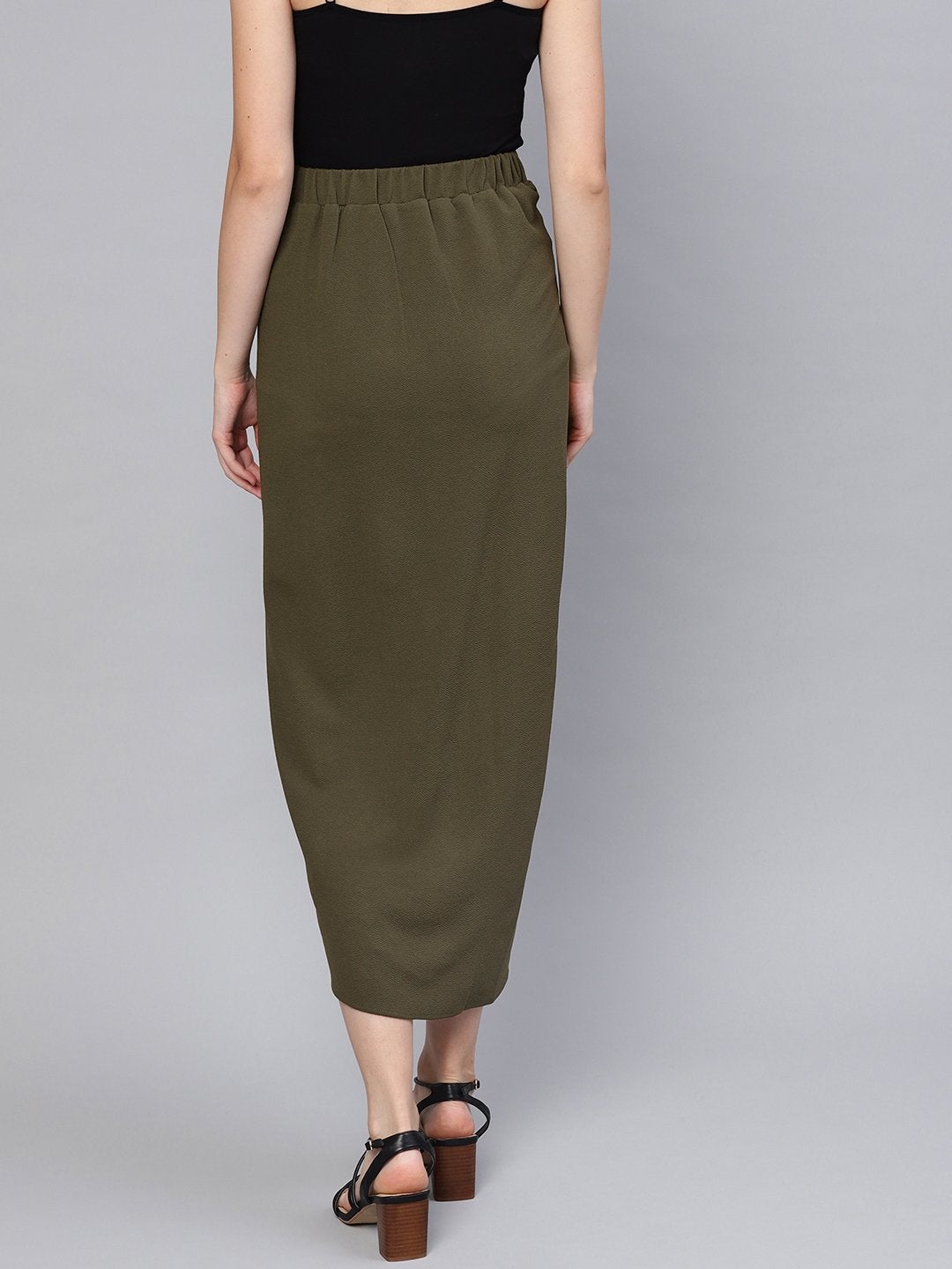 Women's Olive Tulip Skirt - SASSAFRAS