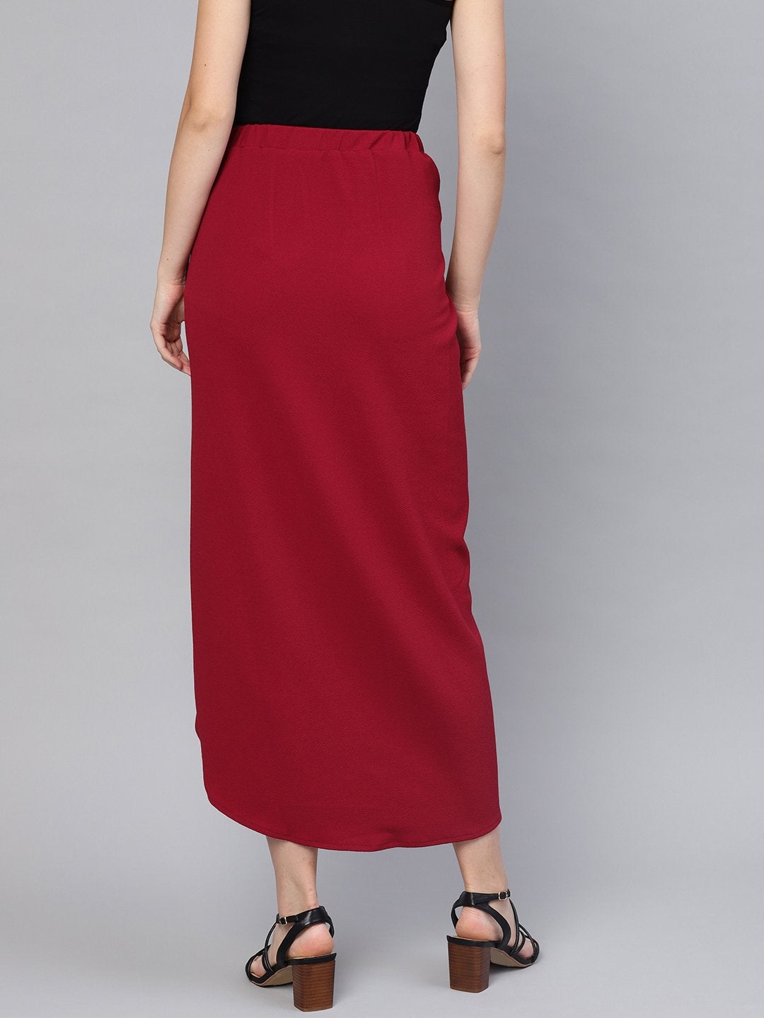 Women's Maroon Tulip Skirt - SASSAFRAS