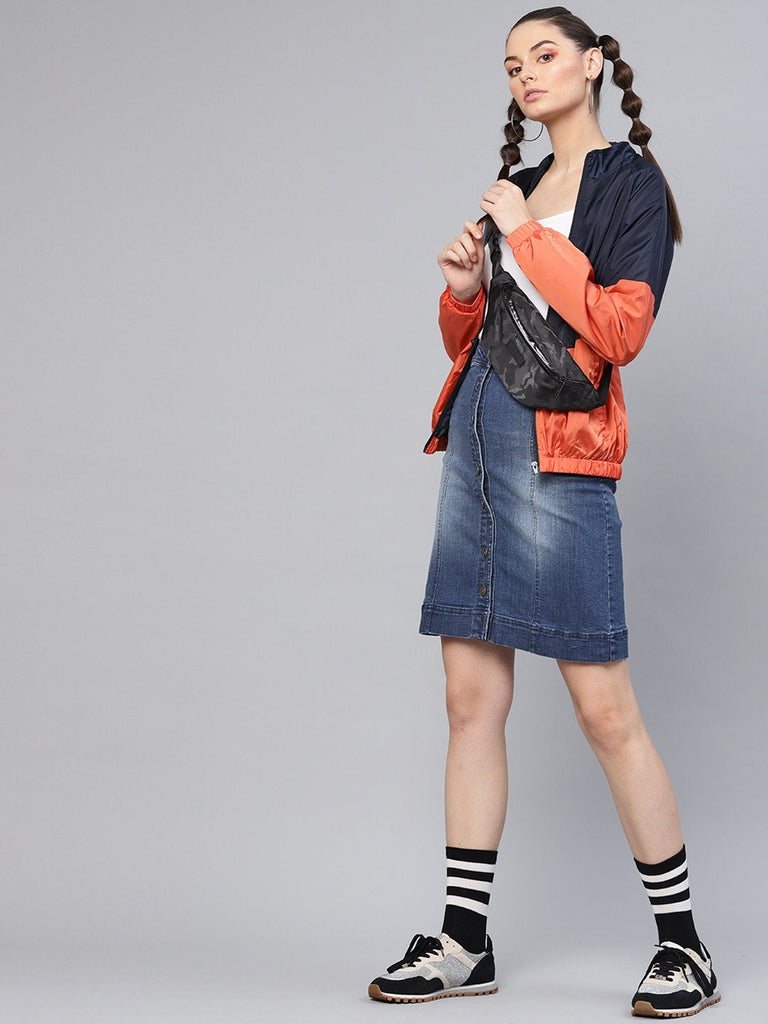 Women's Denim Blue Washed Short Skirt