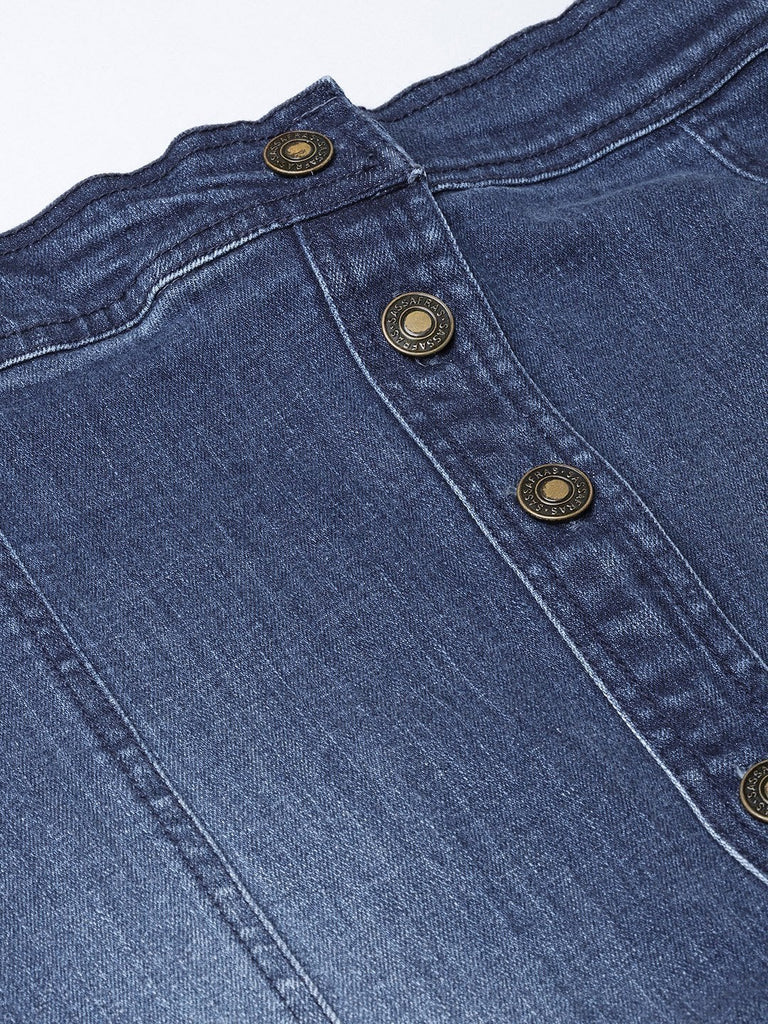 Women's Denim Blue Washed Short Skirt
