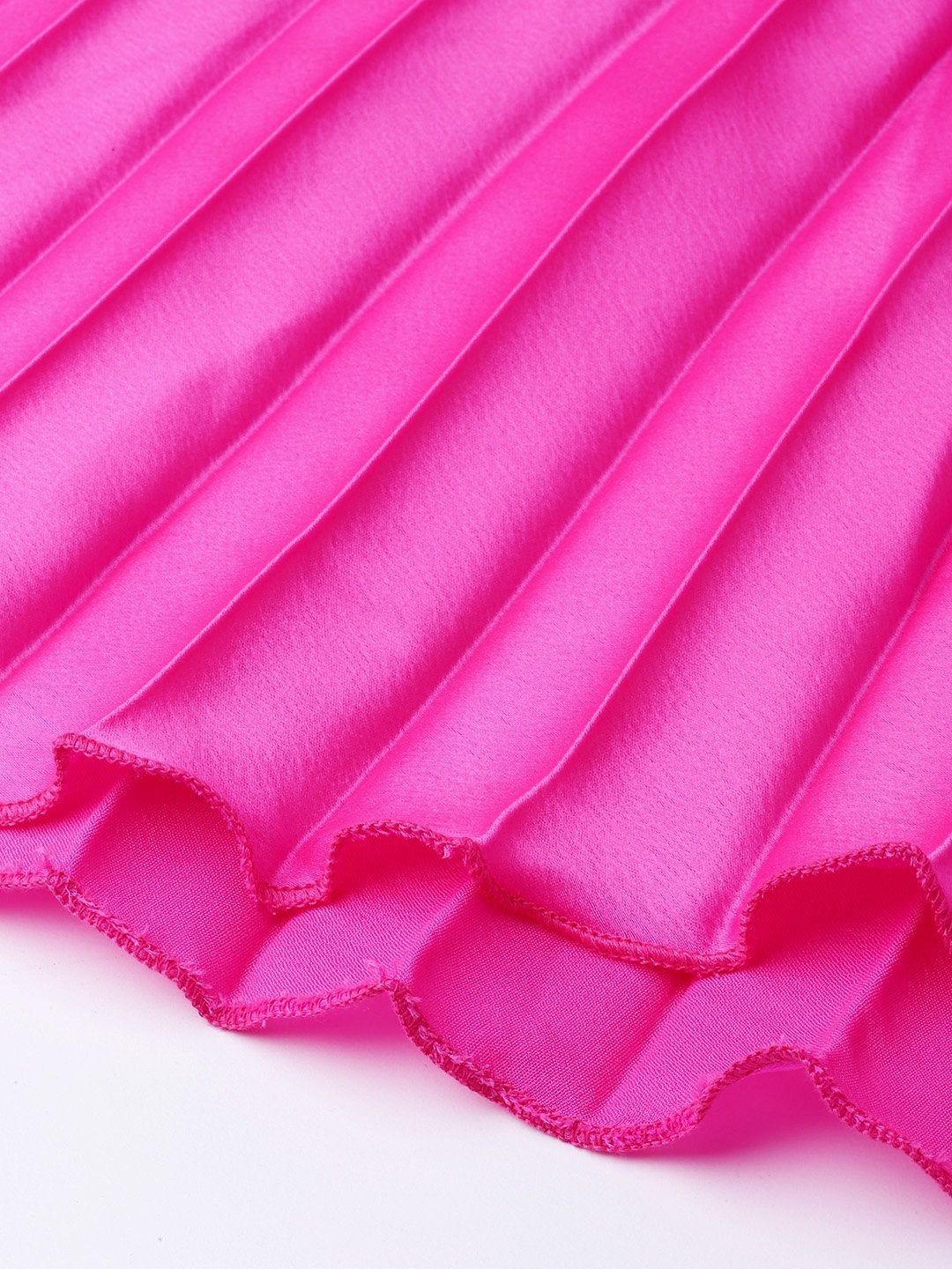 Women's Pink Satin Pleated Maxi Skirt - SASSAFRAS