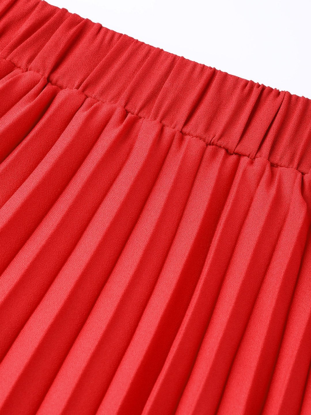 Women's Red Pleated Skirt - SASSAFRAS