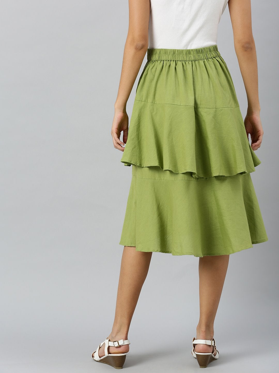 Women's Mint Green Layered Midi Skirt - SASSAFRAS