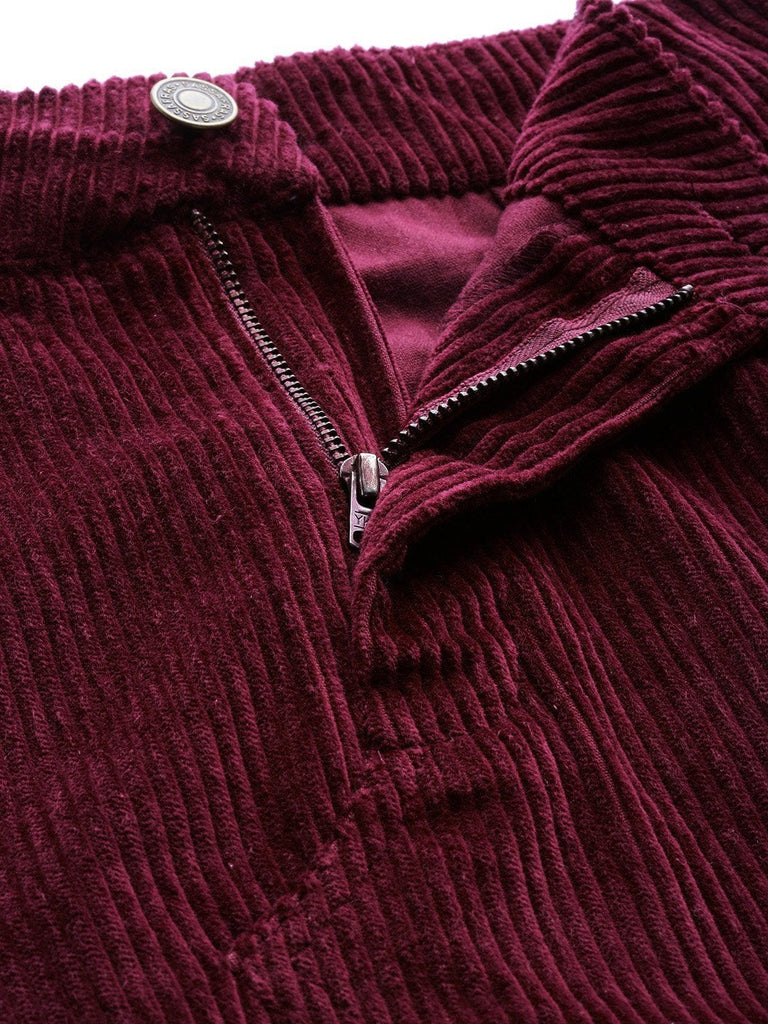 Women's Burgundy Corduroy A-Line Mini Skirt