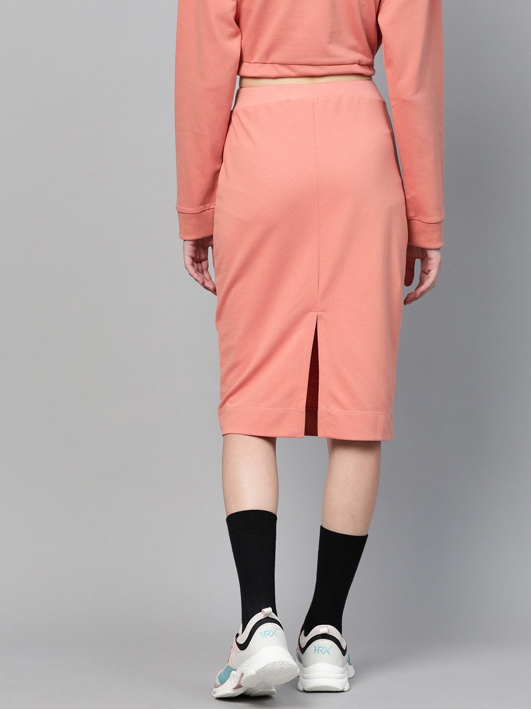 Women's Peach Terry Drawstring Pencil Skirt - SASSAFRAS