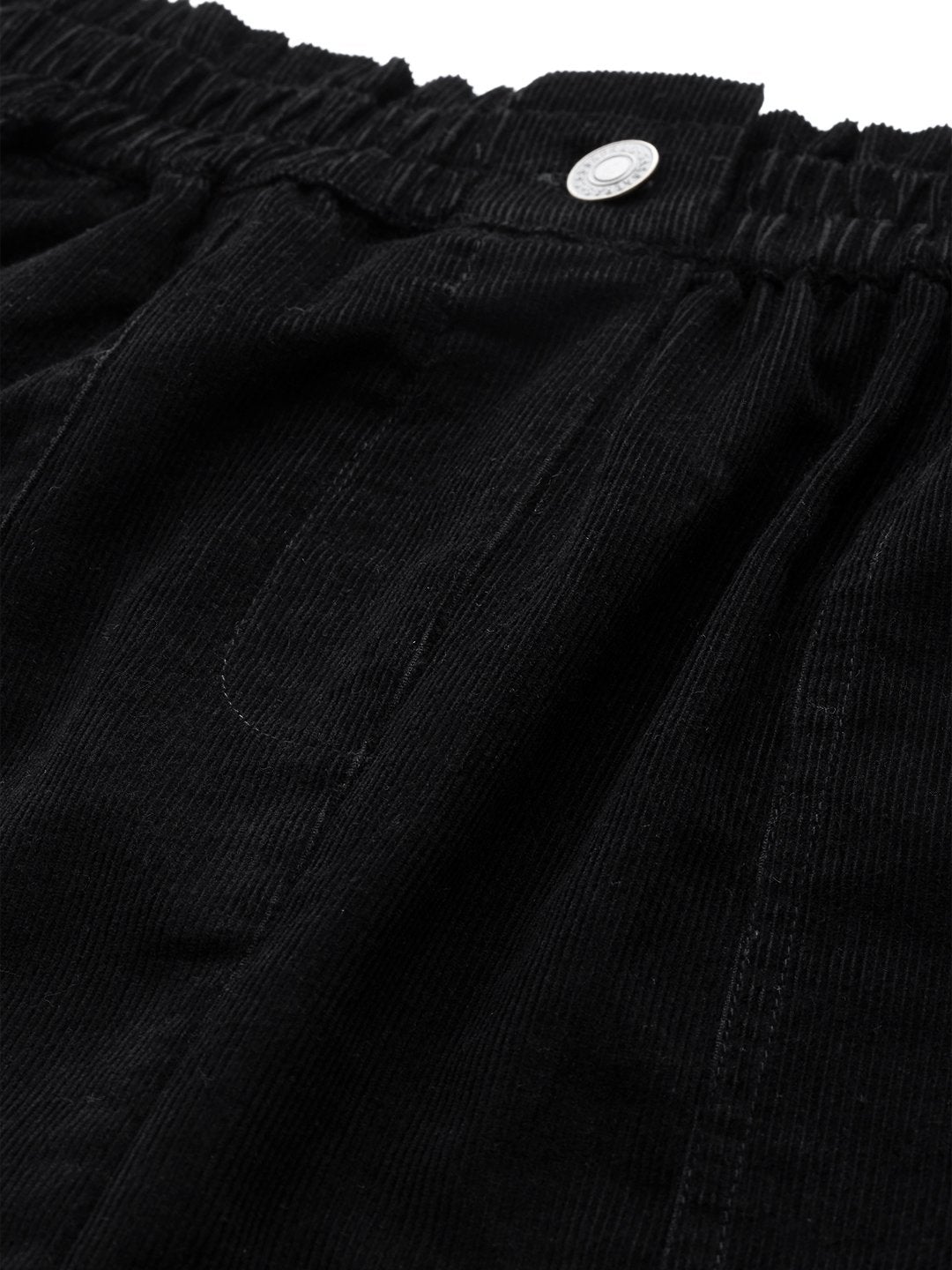 Women's Black Corduroy Paperbag Waist Mini Skirt - SASSAFRAS