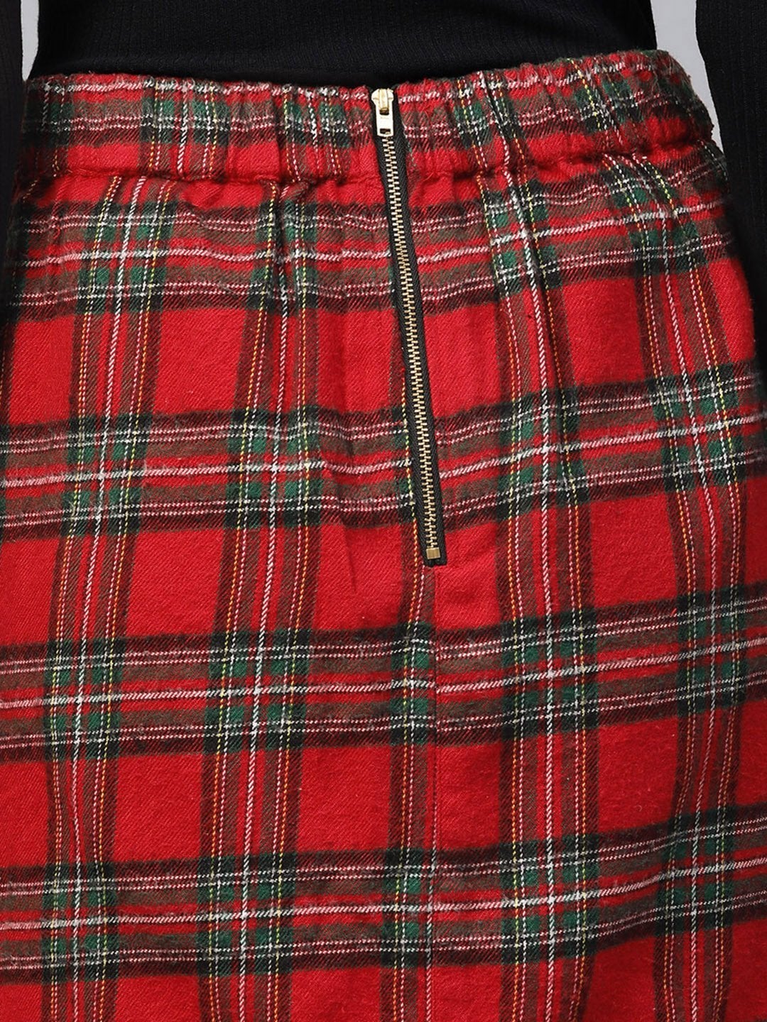 Women's Red Check Pencil Skirt - SASSAFRAS