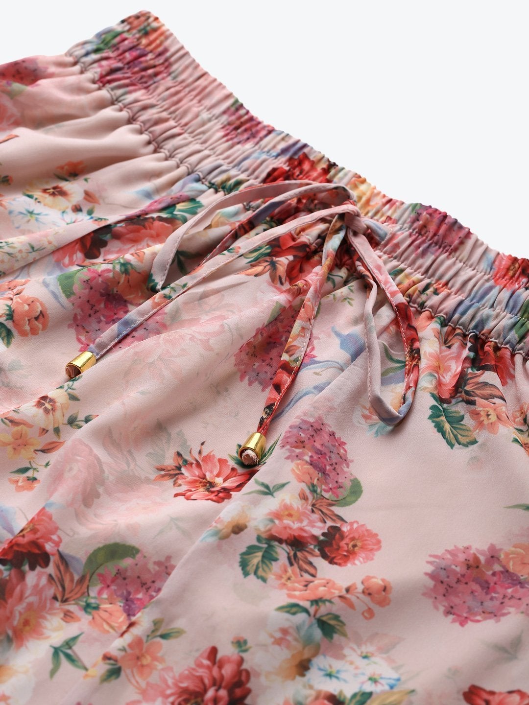 Women's Peach Floral Flared Maxi Skirt - SASSAFRAS