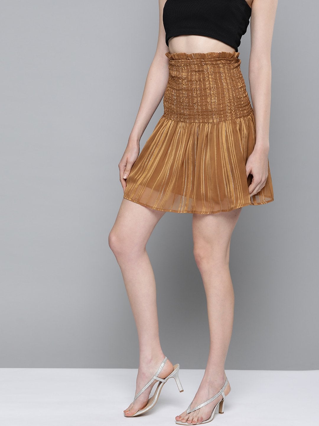 Women's Copper Smoked Short Skirt - SASSAFRAS