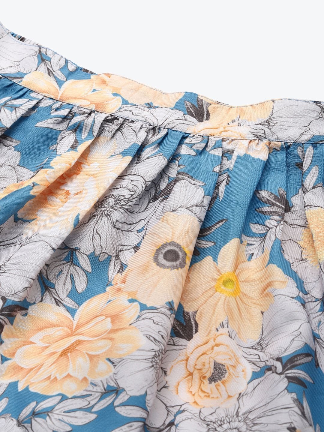 Women's Blue & Yellow Floral Tiered Skirt - SASSAFRAS