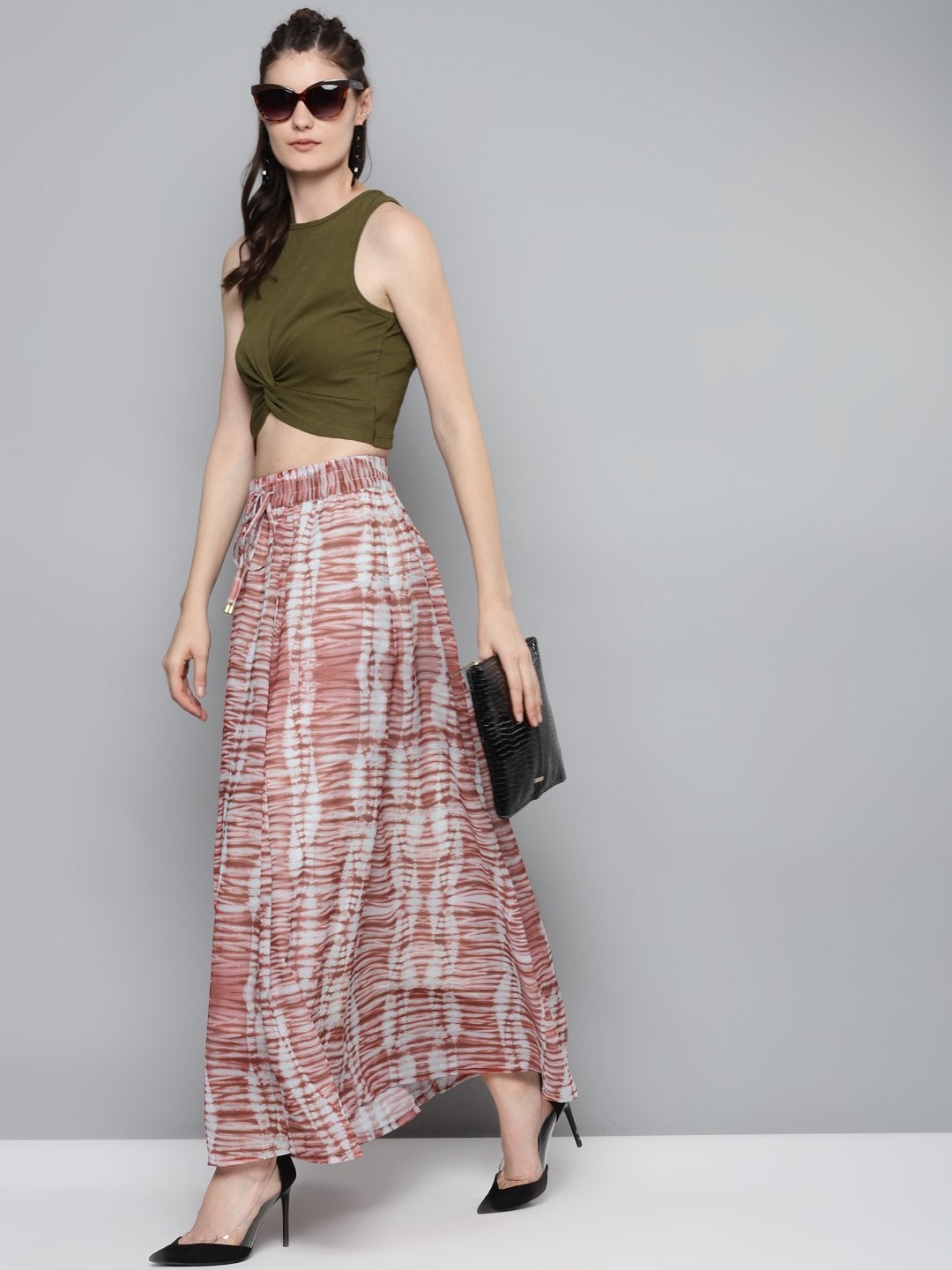 Women's Rust Tie & Dye Maxi Skirt - SASSAFRAS