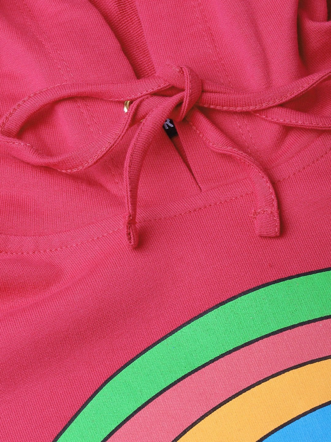 Women's Fuchsia Rainbow Print Crop Hoodie - SASSAFRAS