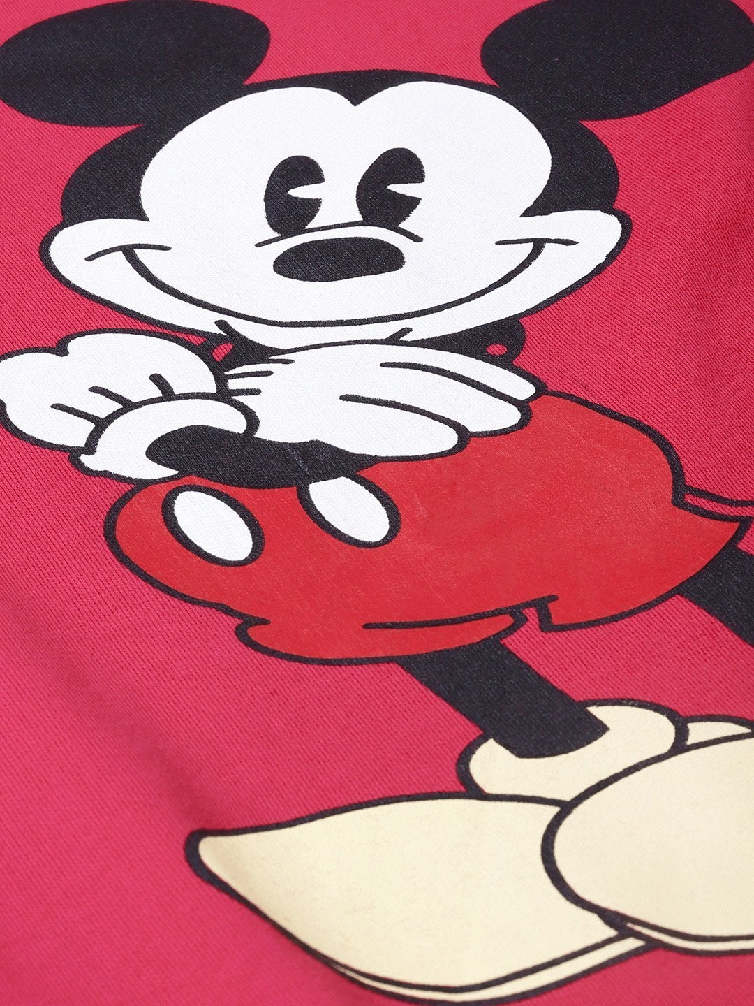 Women's Fuchsia Mickey Mouse Print Sweatshirt - SASSAFRAS