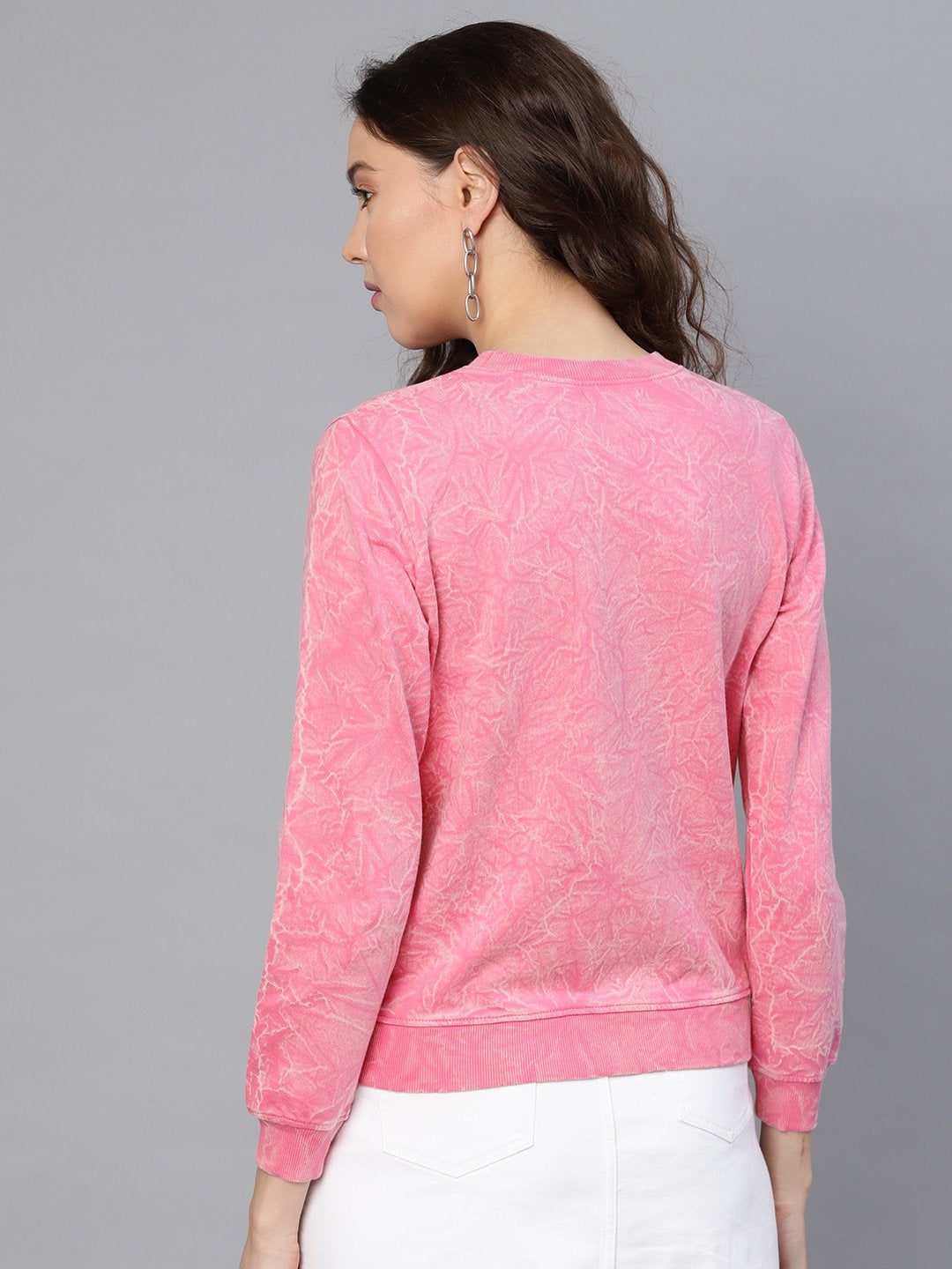 Women's Pink Stone Washed Sweatshirt - SASSAFRAS