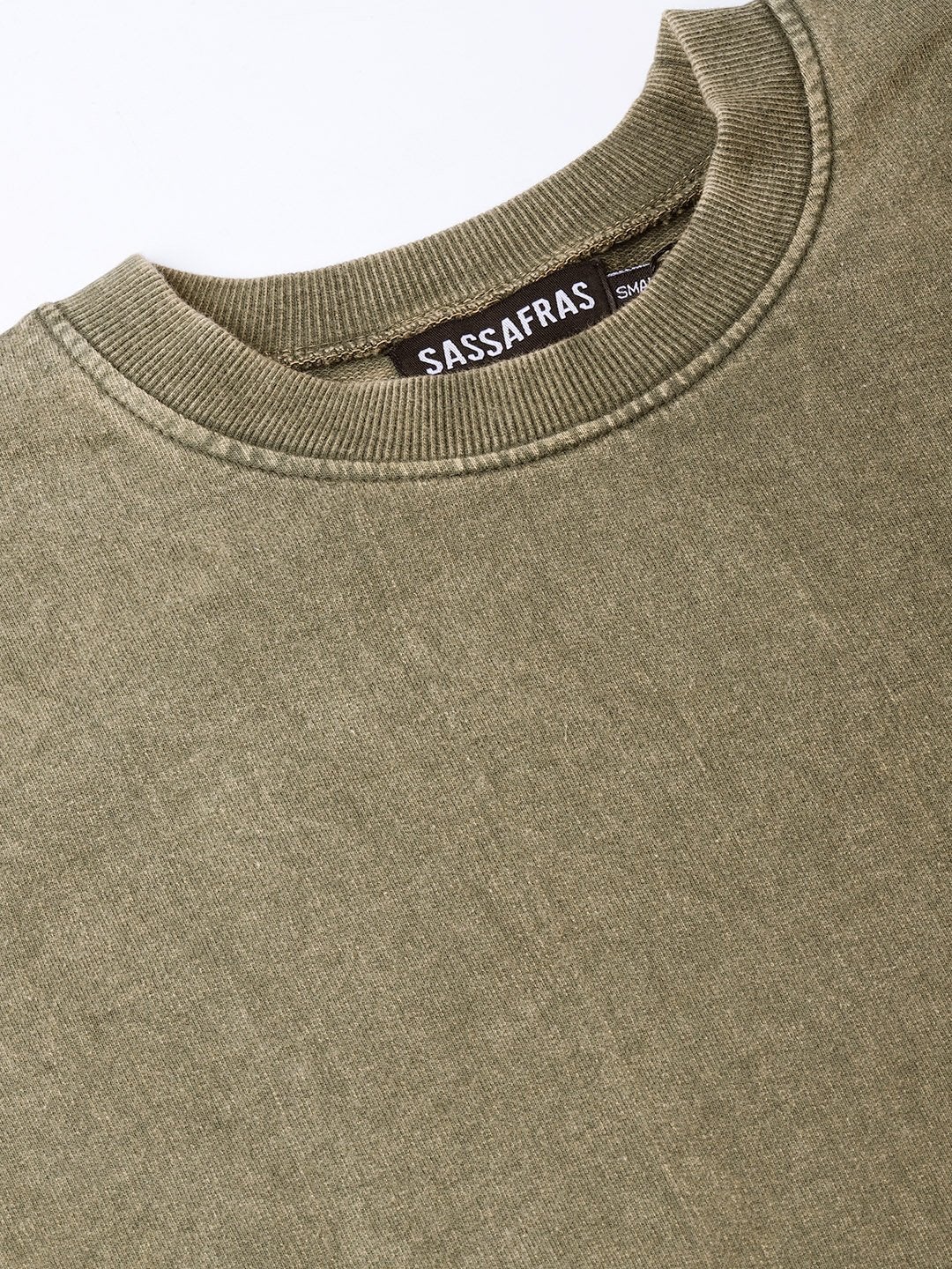 Women's Olive Stone Washed Sweatshirt - SASSAFRAS