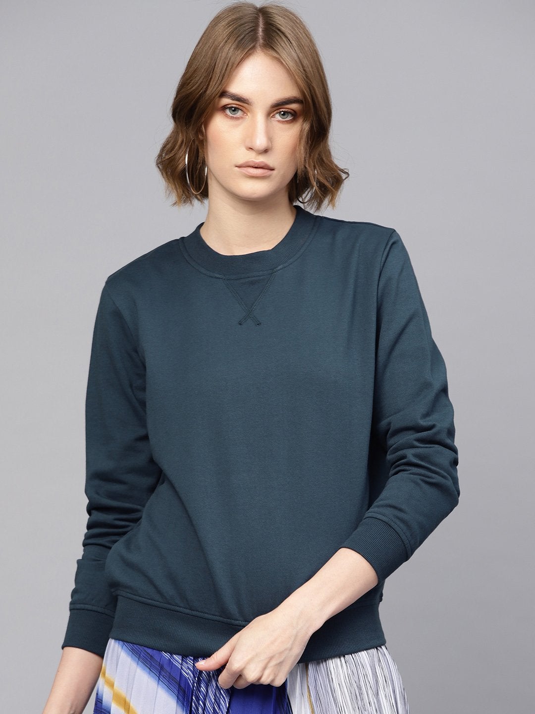 Women's Teal Basic Sweatshirt - SASSAFRAS