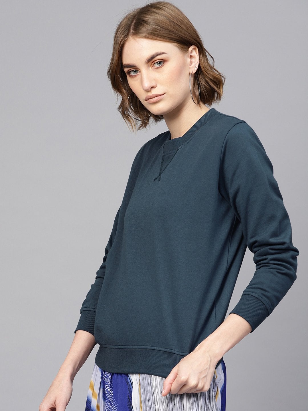 Women's Teal Basic Sweatshirt - SASSAFRAS