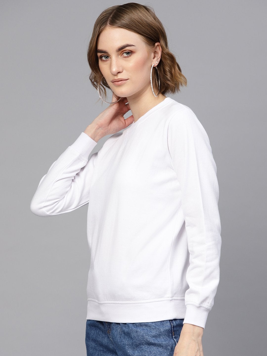 Women's White Basic Sweatshirt - SASSAFRAS