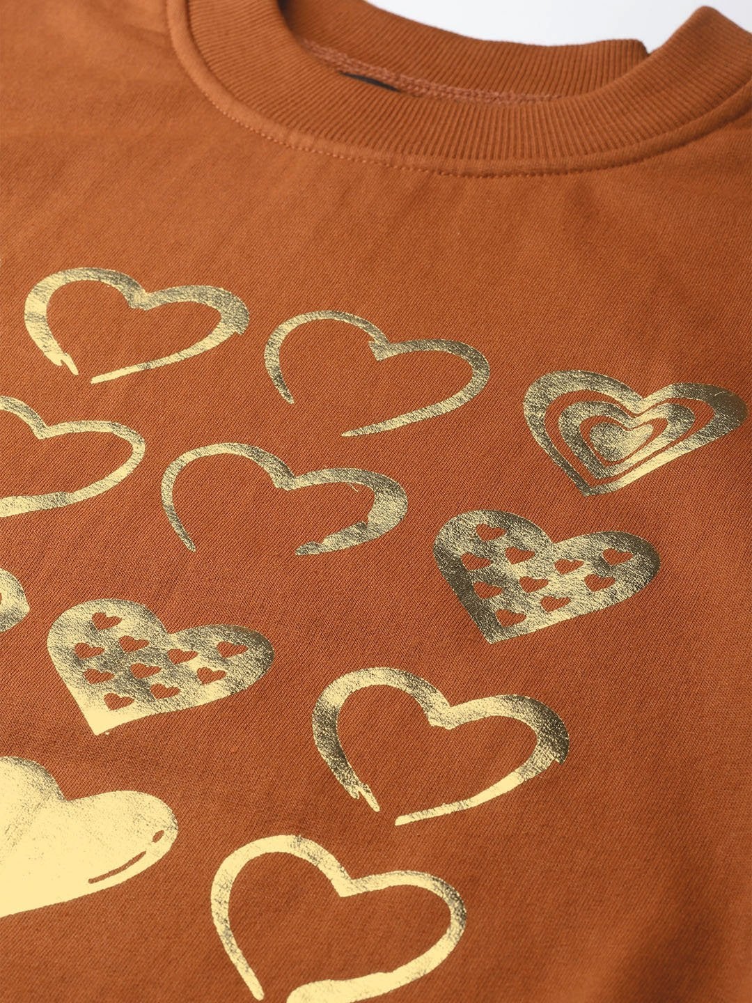 Women's Brown Heart Foil Print Sweatshirt - SASSAFRAS