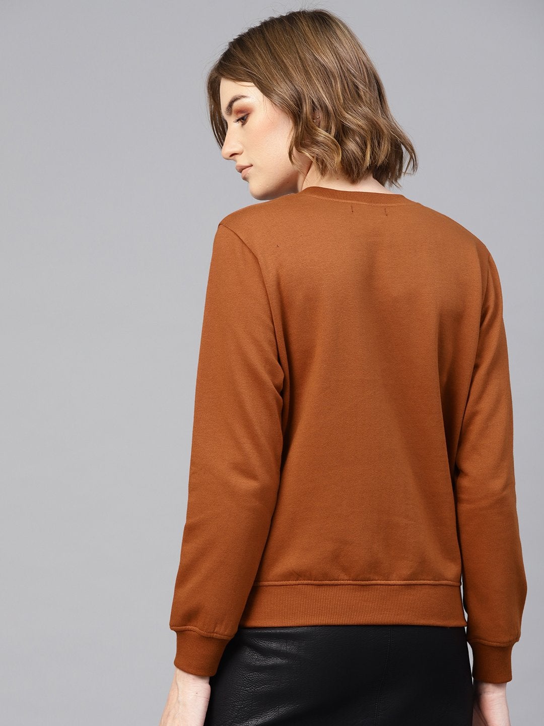 Women's Brown Sequin Pocket Detail Sweatshirt - SASSAFRAS