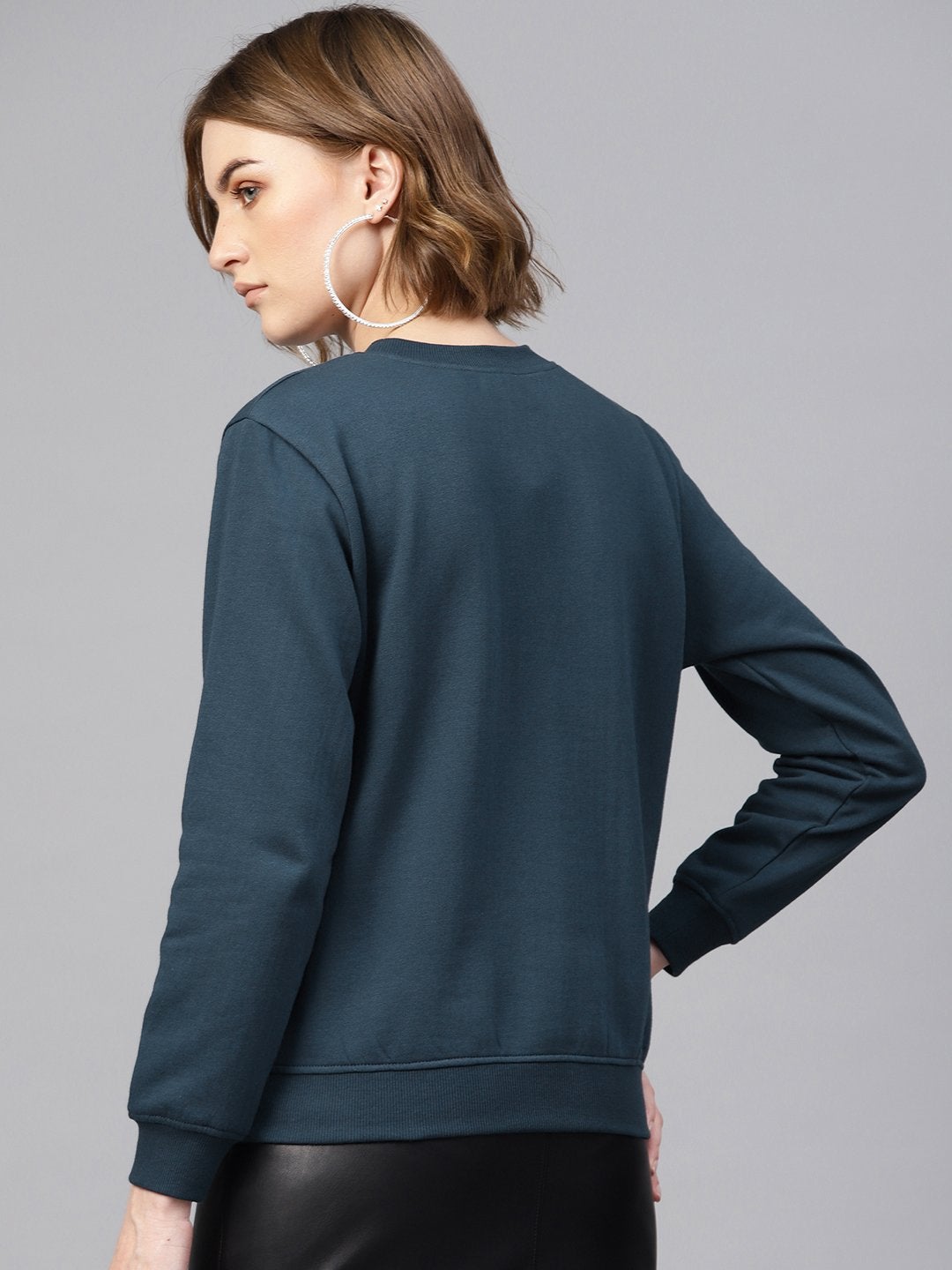 Women's Teal Sequin Pocket Detail Sweatshirt - SASSAFRAS