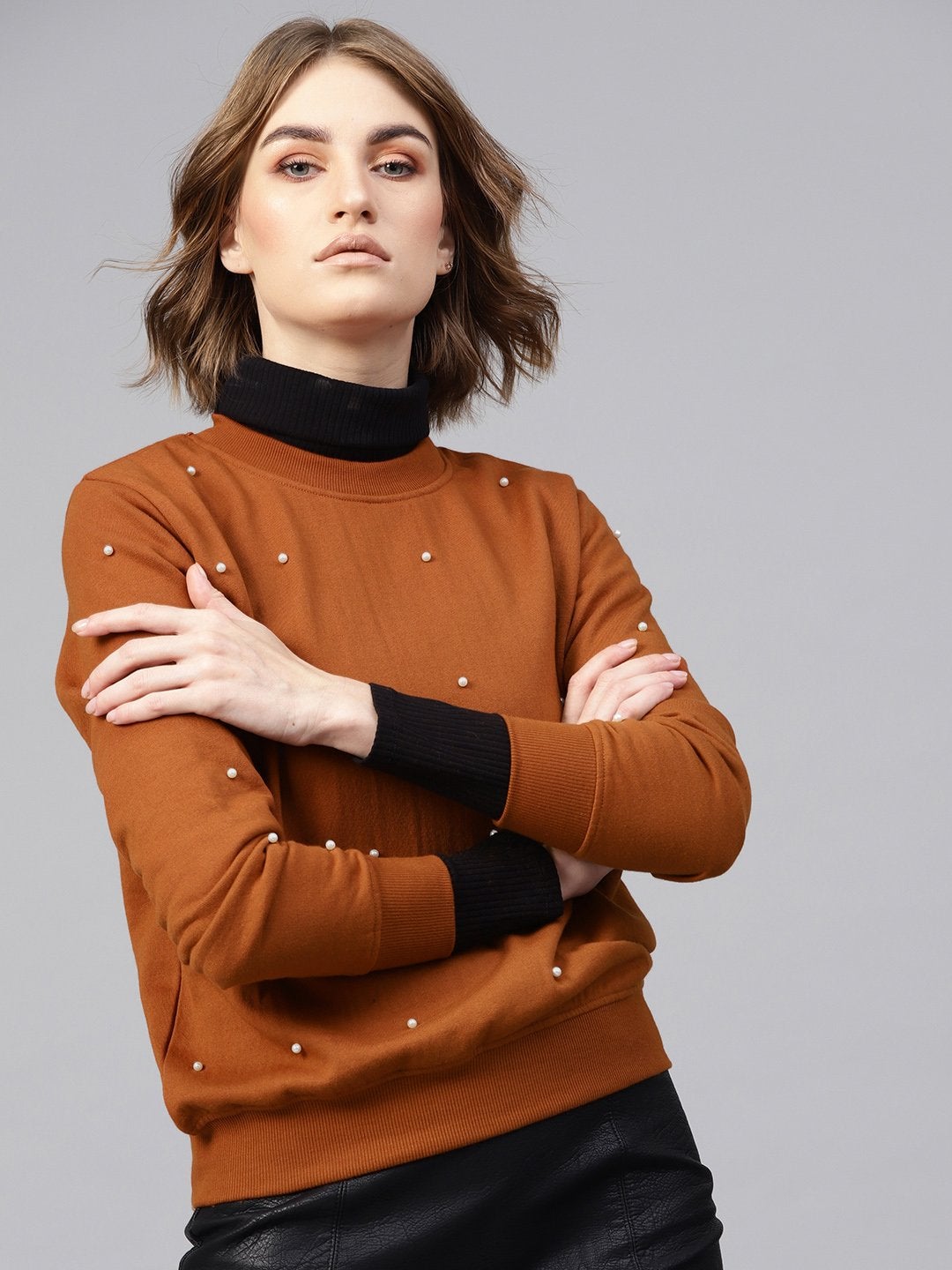 Women's Brown Pearl Sweatshirt - SASSAFRAS