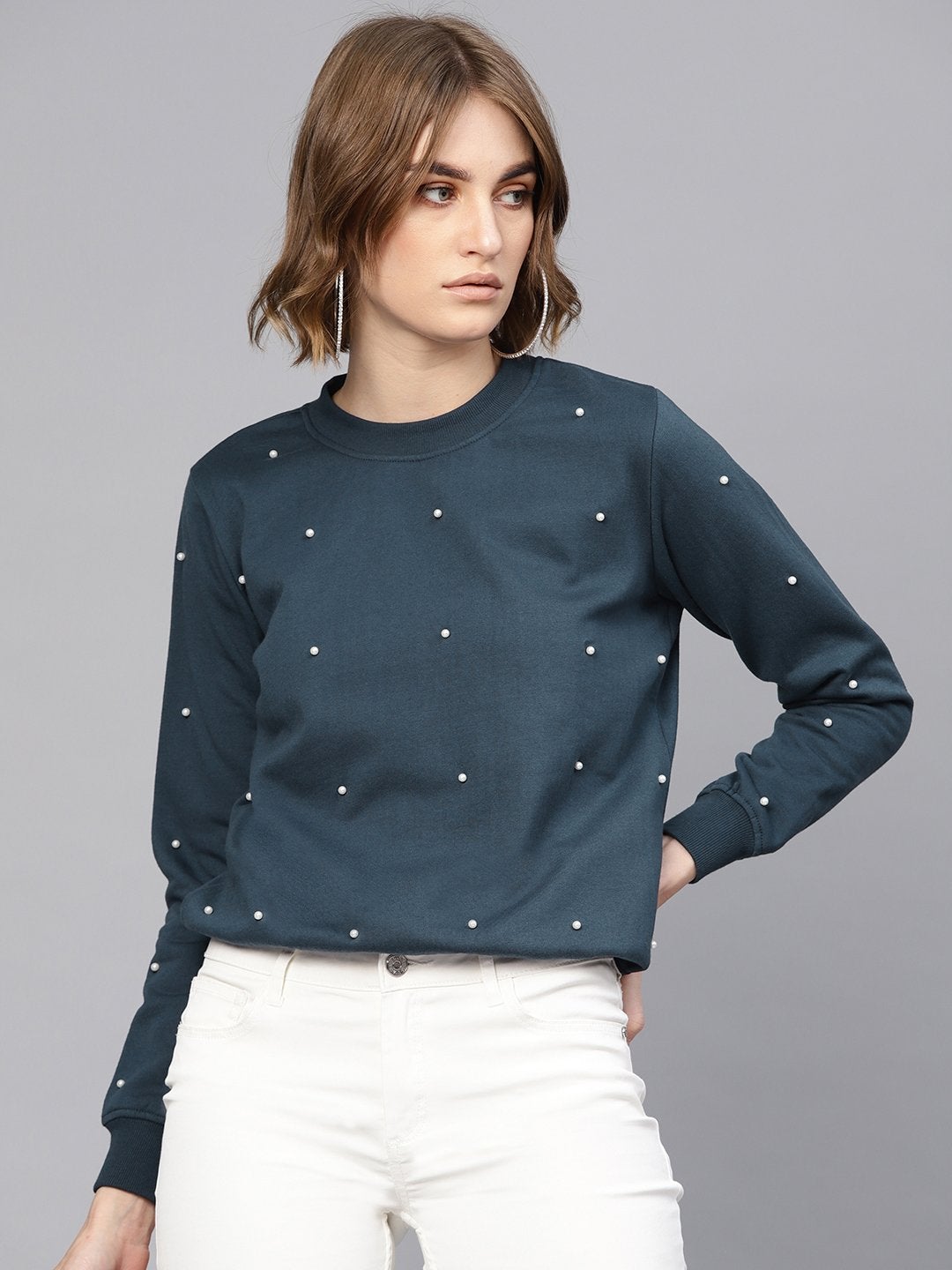 Women's Teal Pearl Sweatshirt - SASSAFRAS