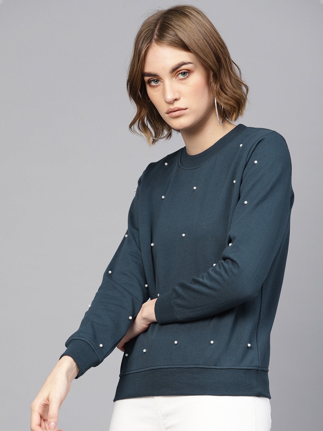 Women's Teal Pearl Sweatshirt - SASSAFRAS