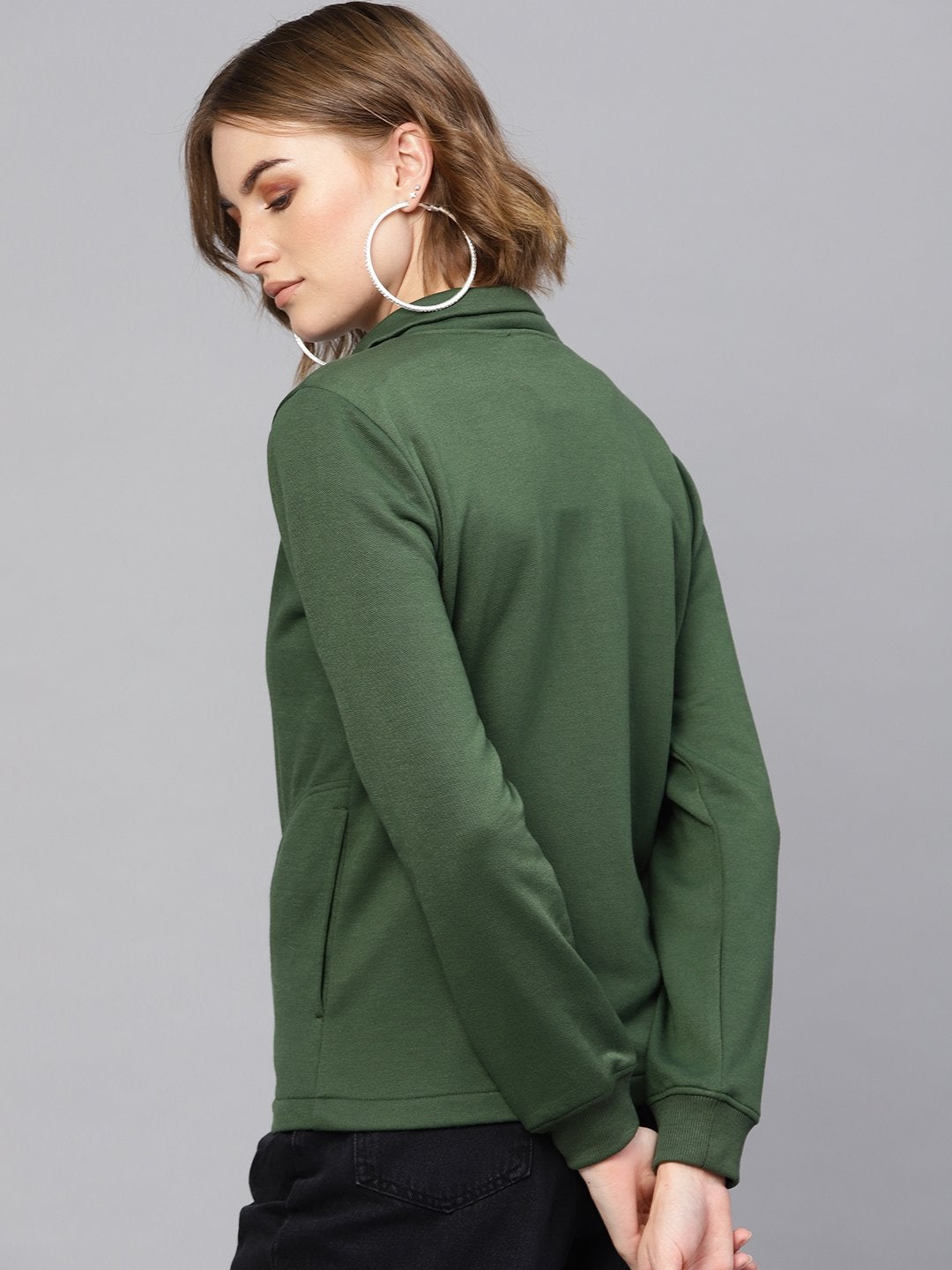 Women's Olive Zipper Sweatshirt - SASSAFRAS