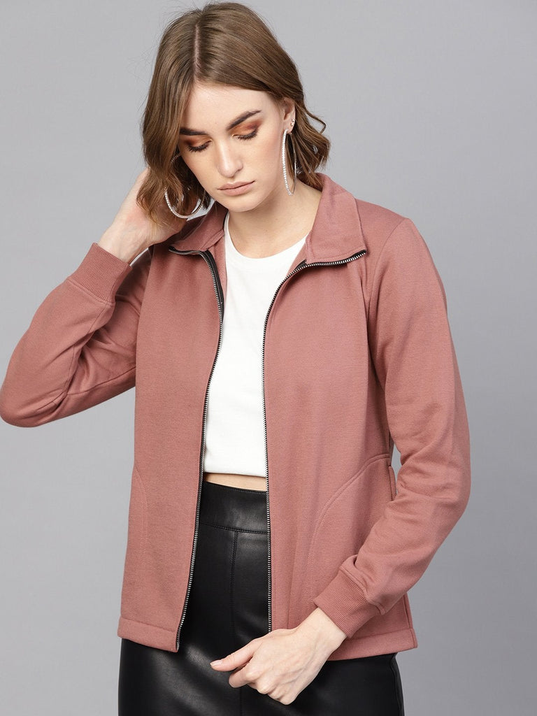 Women's Dusty Pink Zipper Sweatshirt