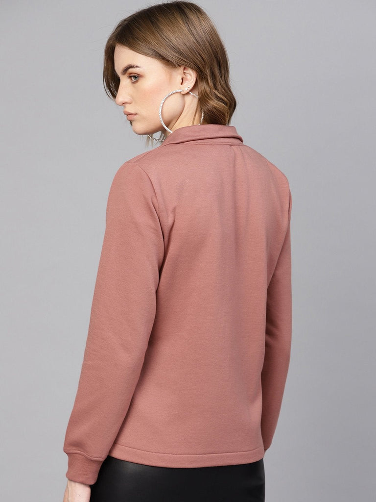 Women's Dusty Pink Zipper Sweatshirt