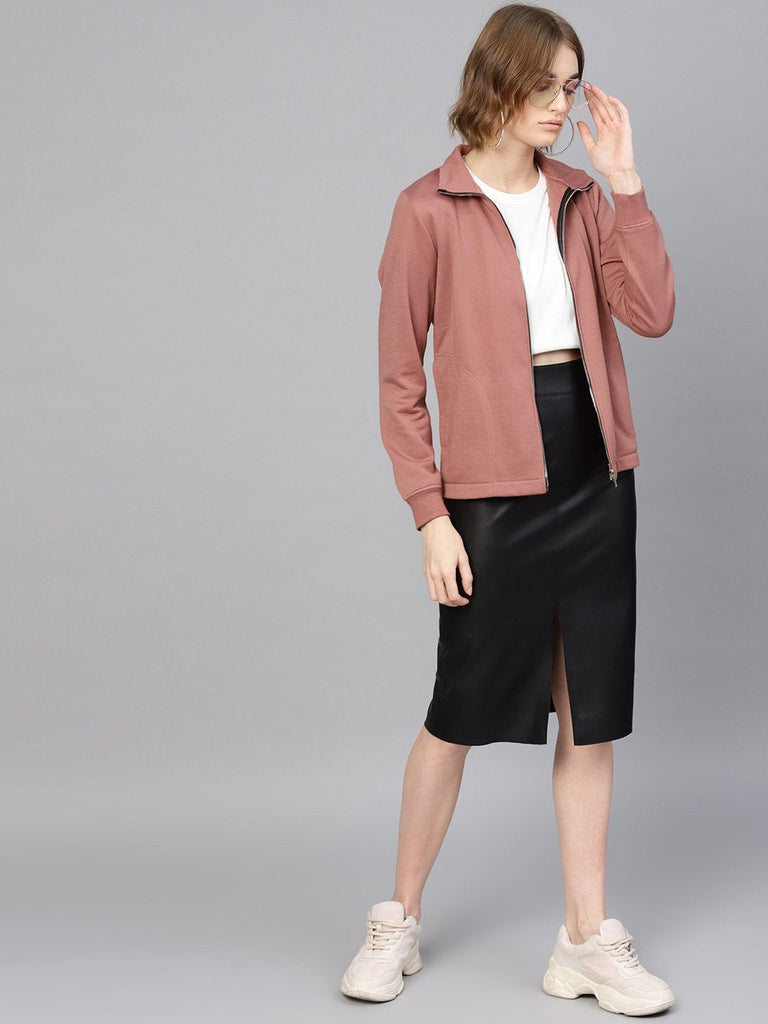 Women's Dusty Pink Zipper Sweatshirt