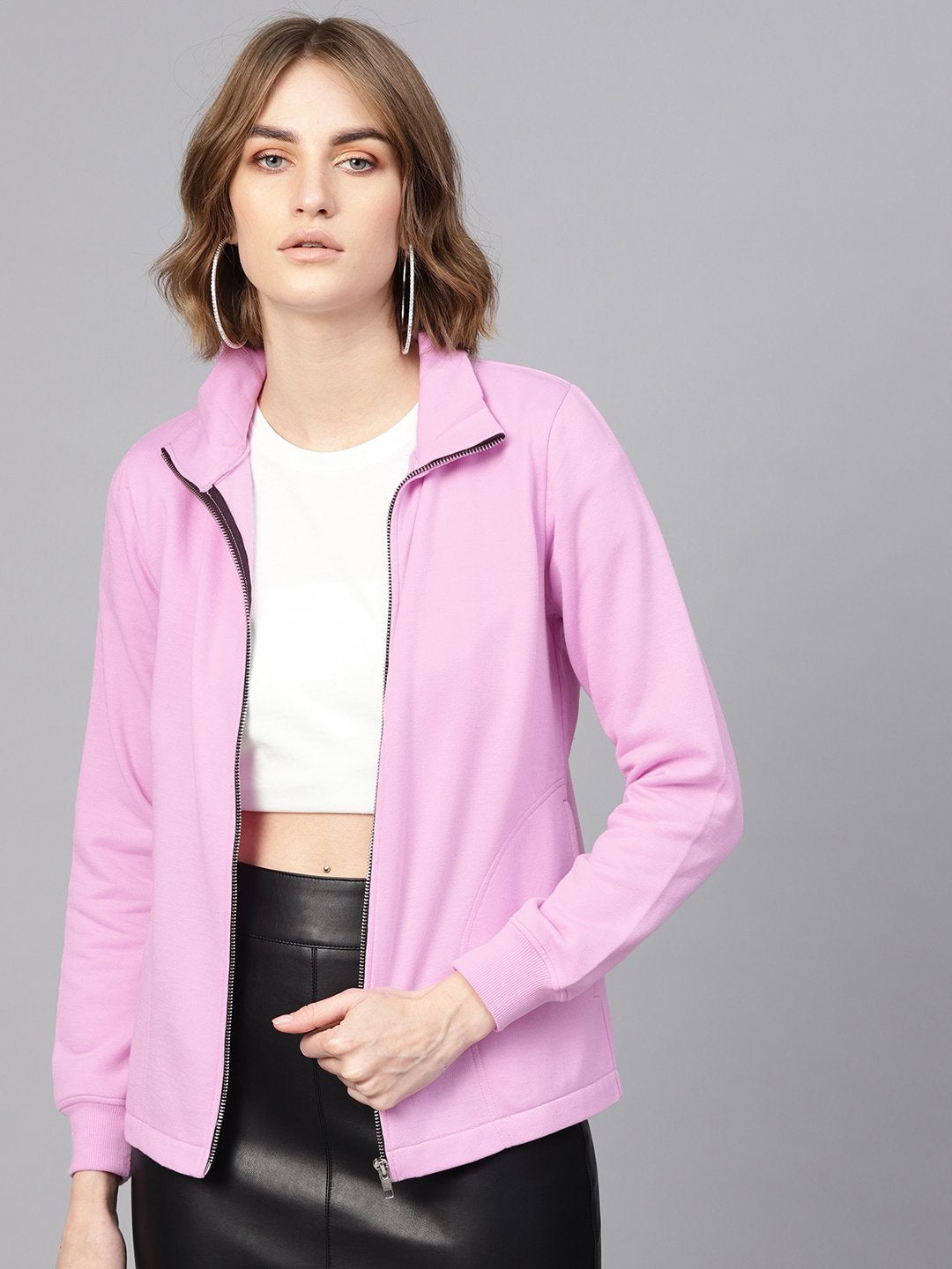 Women's Lavender Zipper Sweatshirt - SASSAFRAS